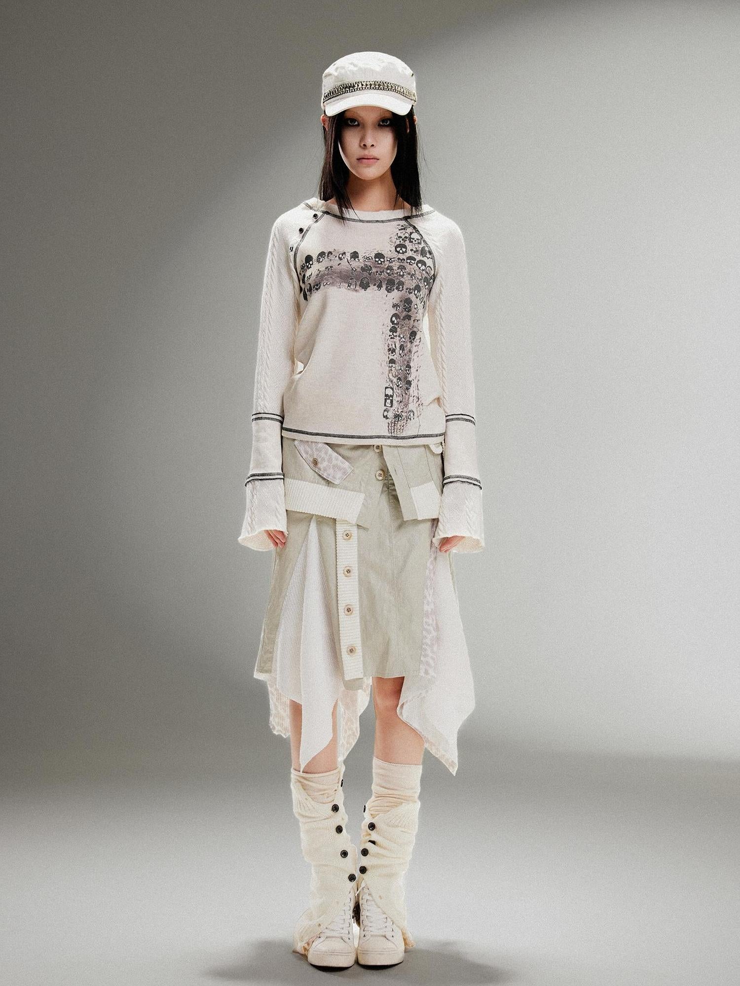ARIADNAw Ariadna Punk Rock Print Elastic High Waist Women Pants