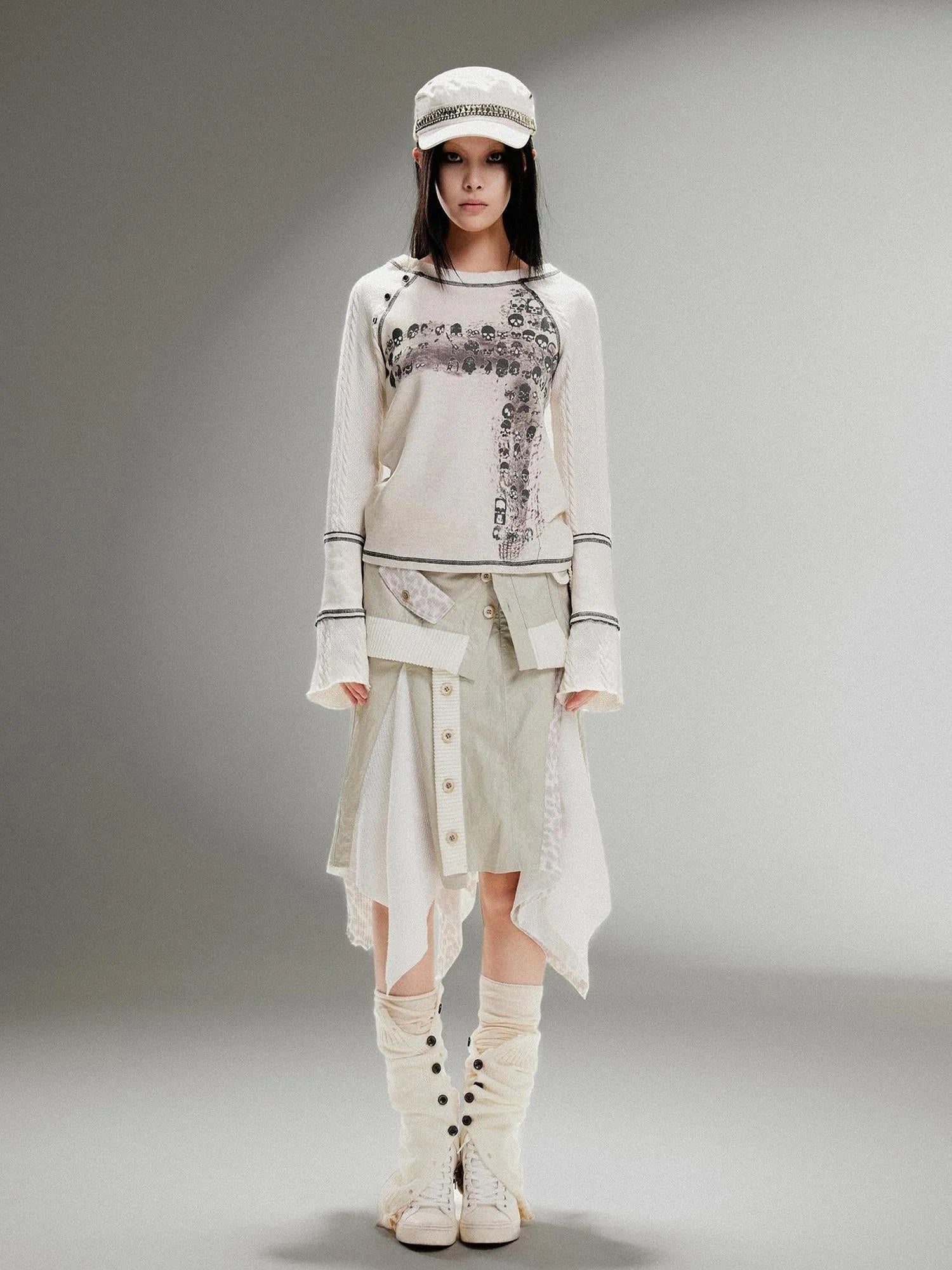 Ariadna Punk Rock Print Elastic High Waist Women Pants