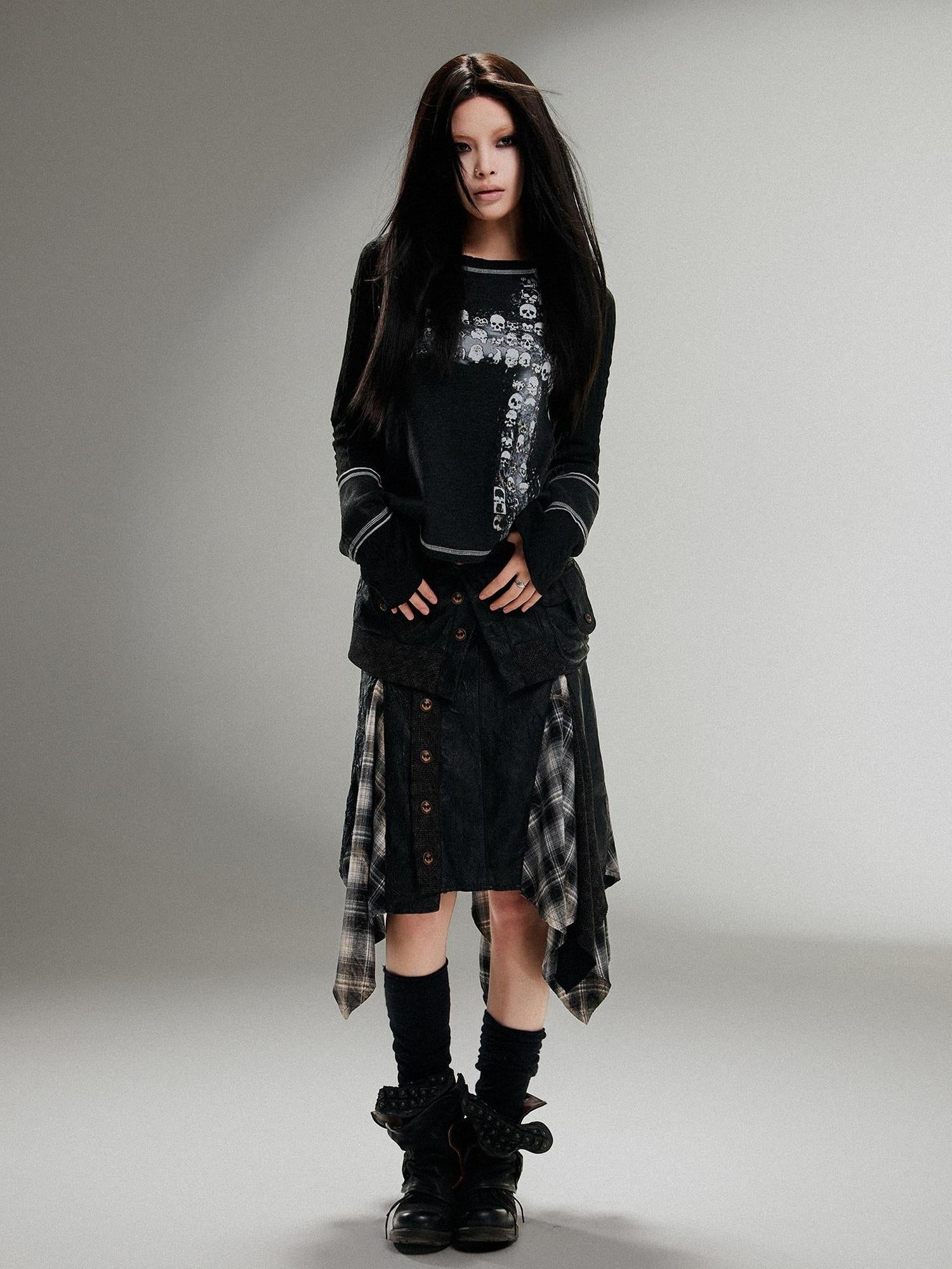 ARIADNAw Ariadna Punk Rock Print Elastic High Waist Women Pants