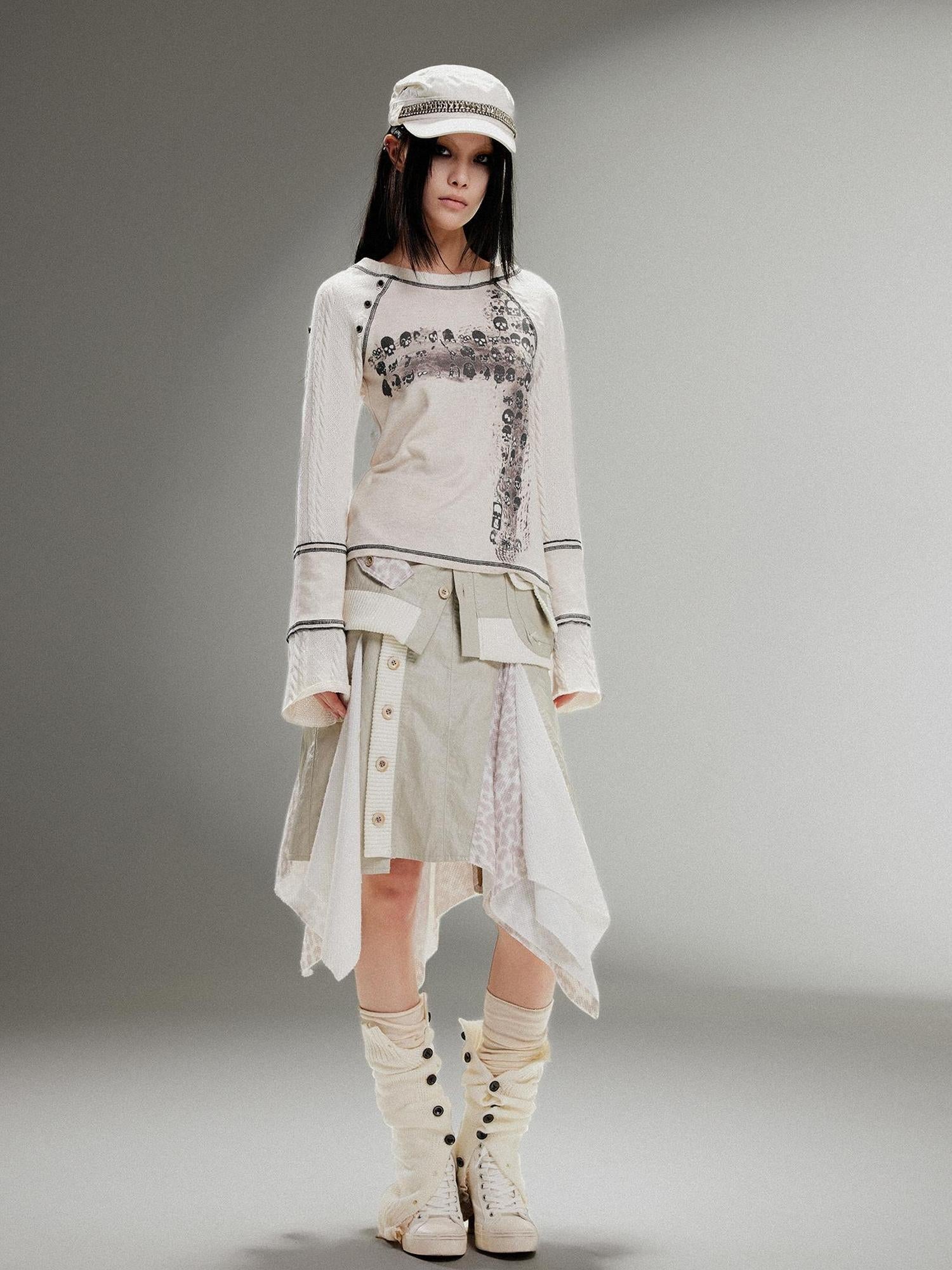 ARIADNAw Ariadna Punk Rock Print Elastic High Waist Women Pants