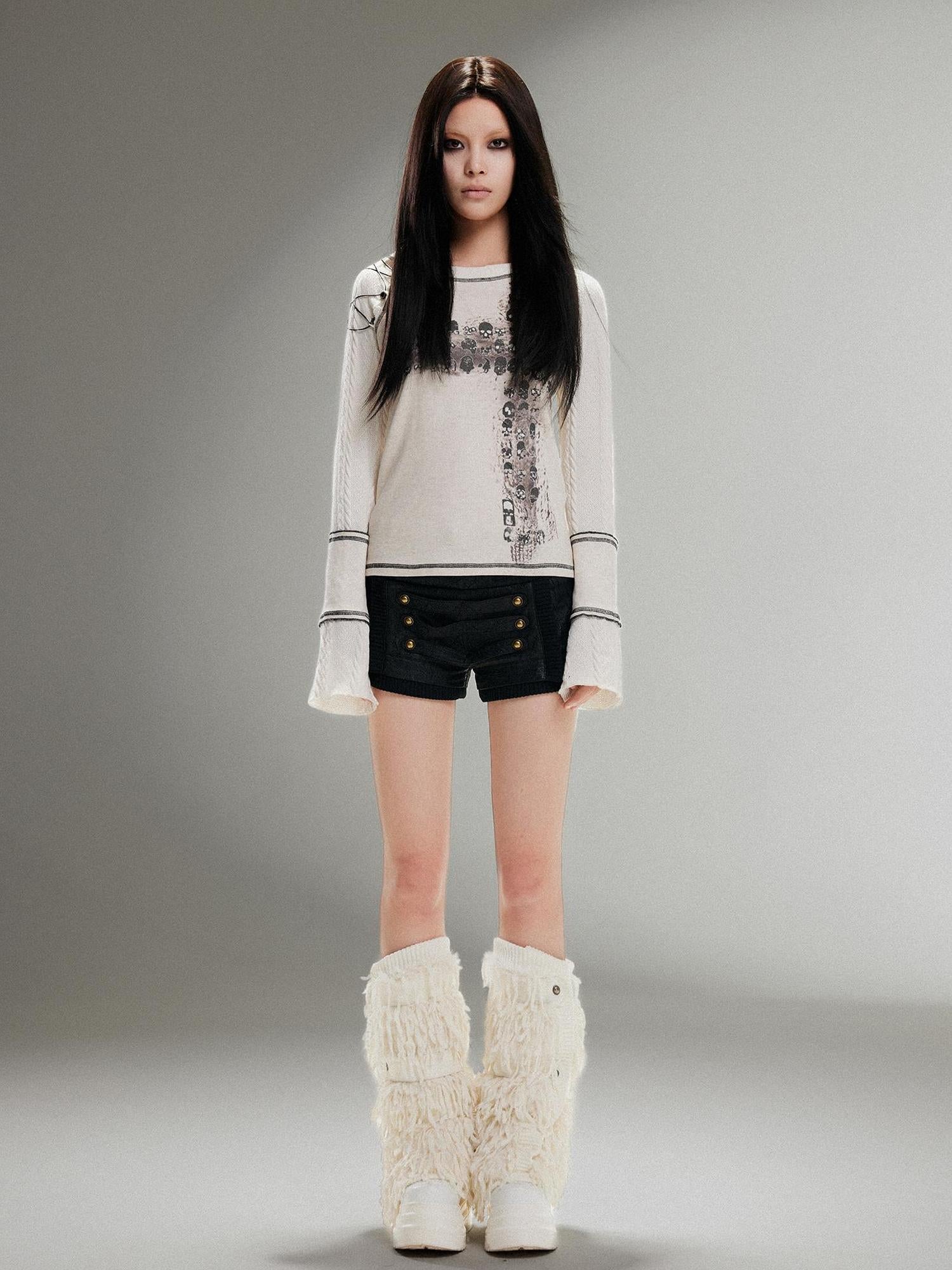 ARIADNAw Ariadna Punk Rock Print Elastic High Waist Women Pants