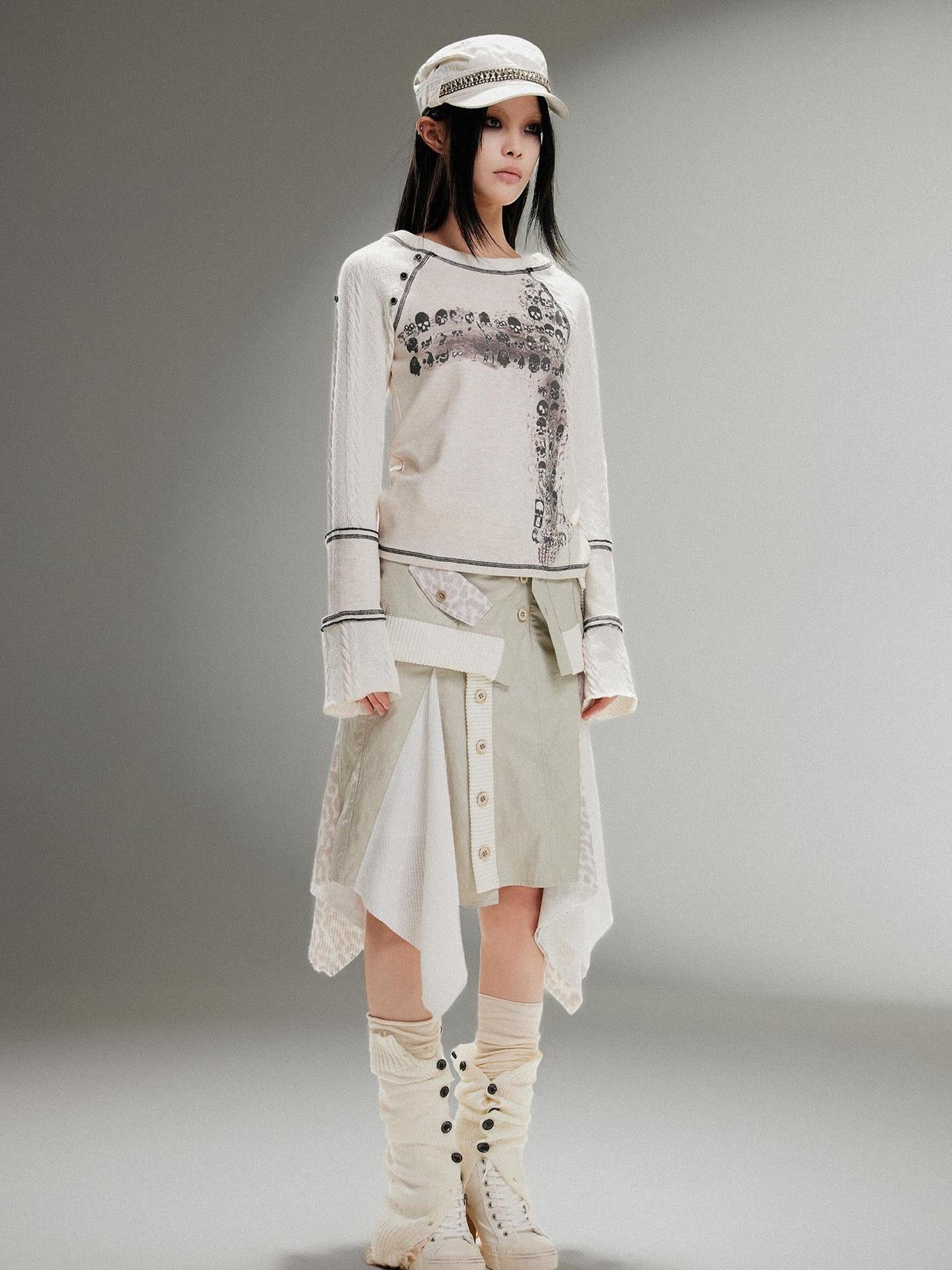 ARIADNAw Ariadna Punk Rock Print Elastic High Waist Women Pants