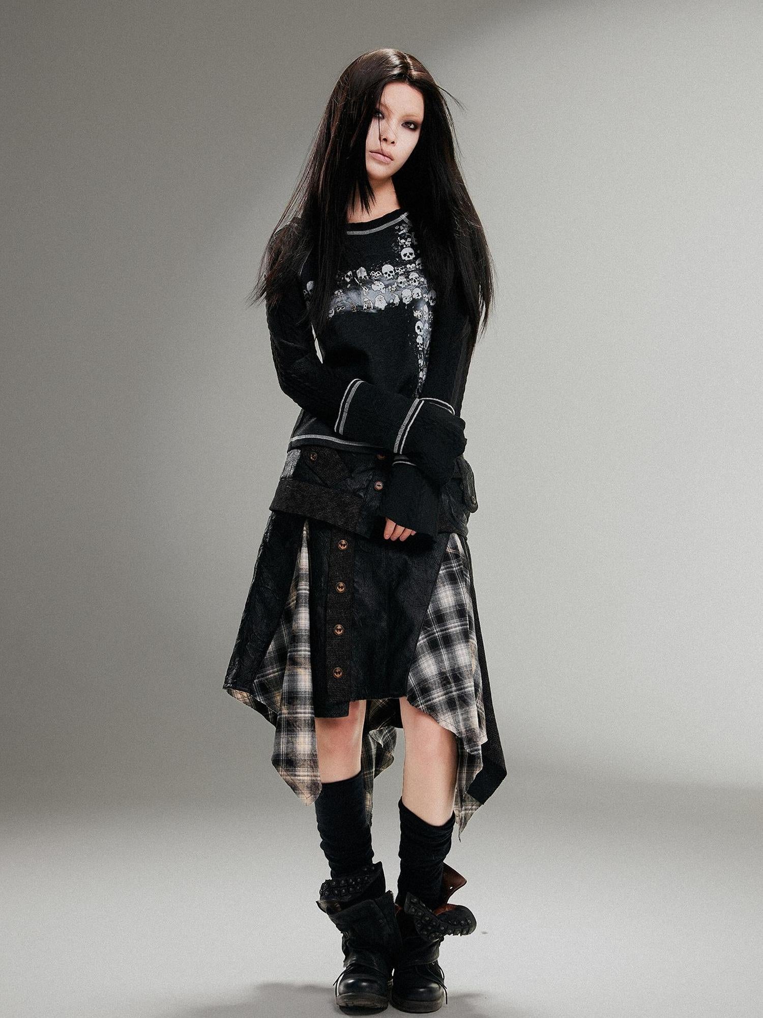 ARIADNAw Ariadna Punk Rock Print Elastic High Waist Women Pants