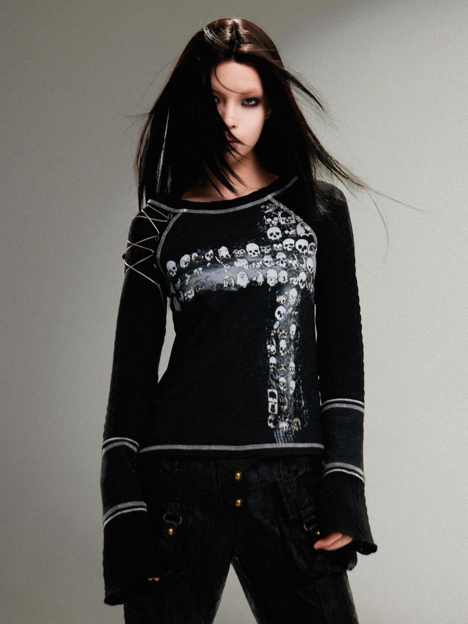 ARIADNAw Ariadna Punk Rock Print Elastic High Waist Women Pants