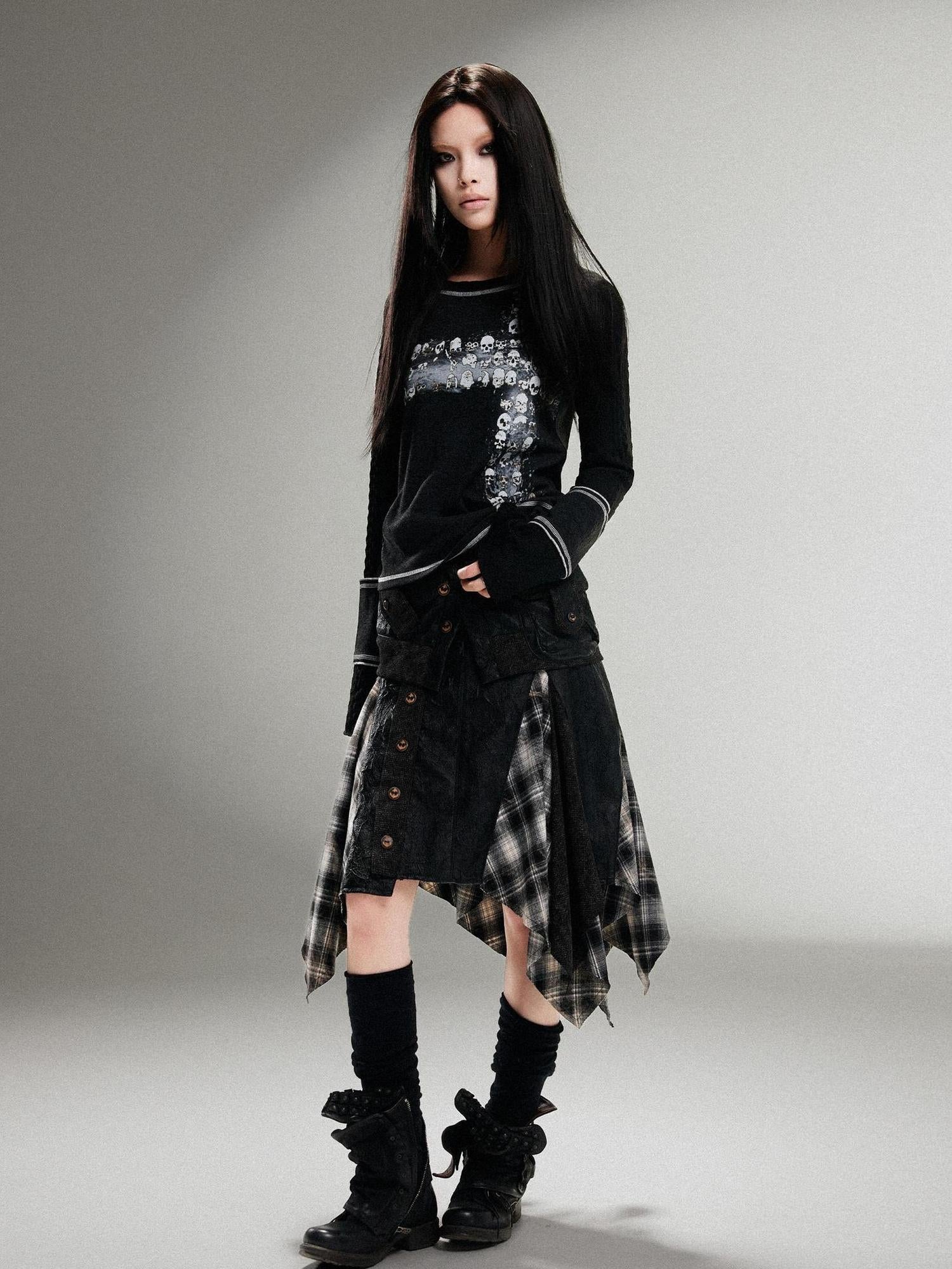 ARIADNAw Ariadna Punk Rock Print Elastic High Waist Women Pants