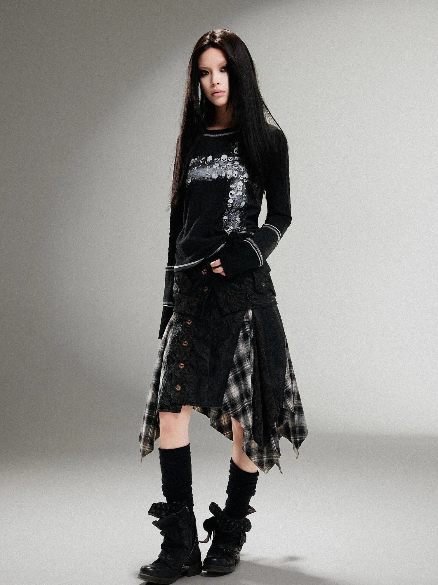 Ariadna Punk Rock Print Elastic High Waist Women Pants