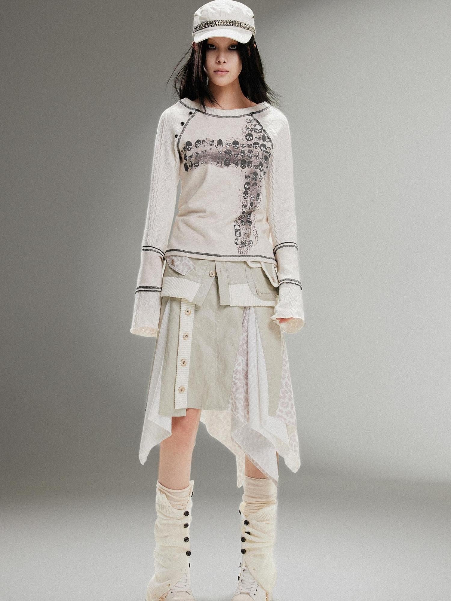 ARIADNAw Ariadna Punk Rock Print Elastic High Waist Women Pants
