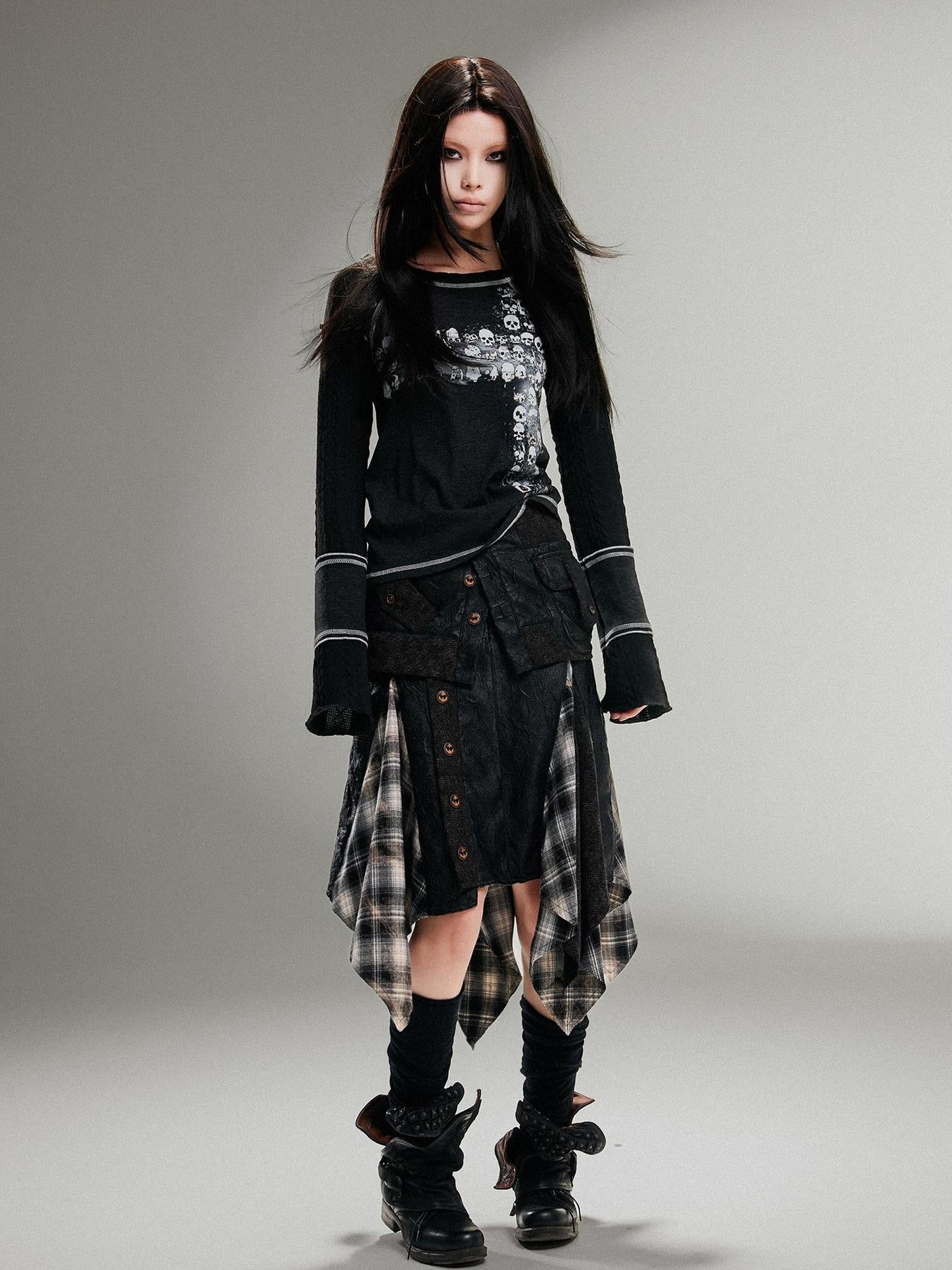 ARIADNAw Ariadna Punk Rock Print Elastic High Waist Women Pants