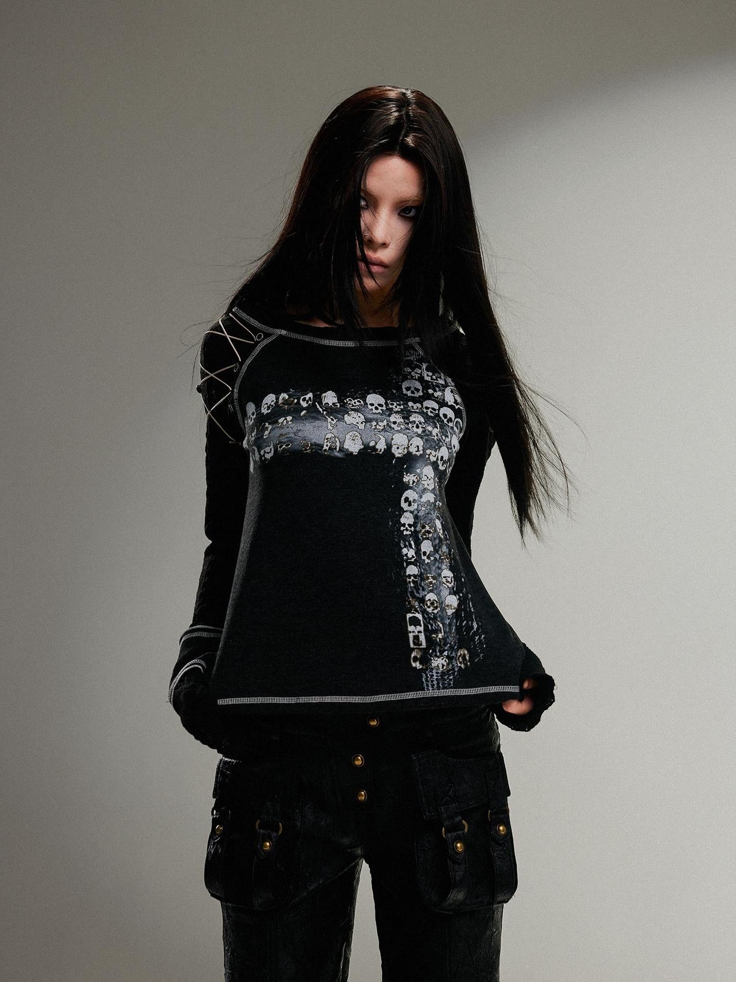 ARIADNAw Ariadna Punk Rock Print Elastic High Waist Women Pants