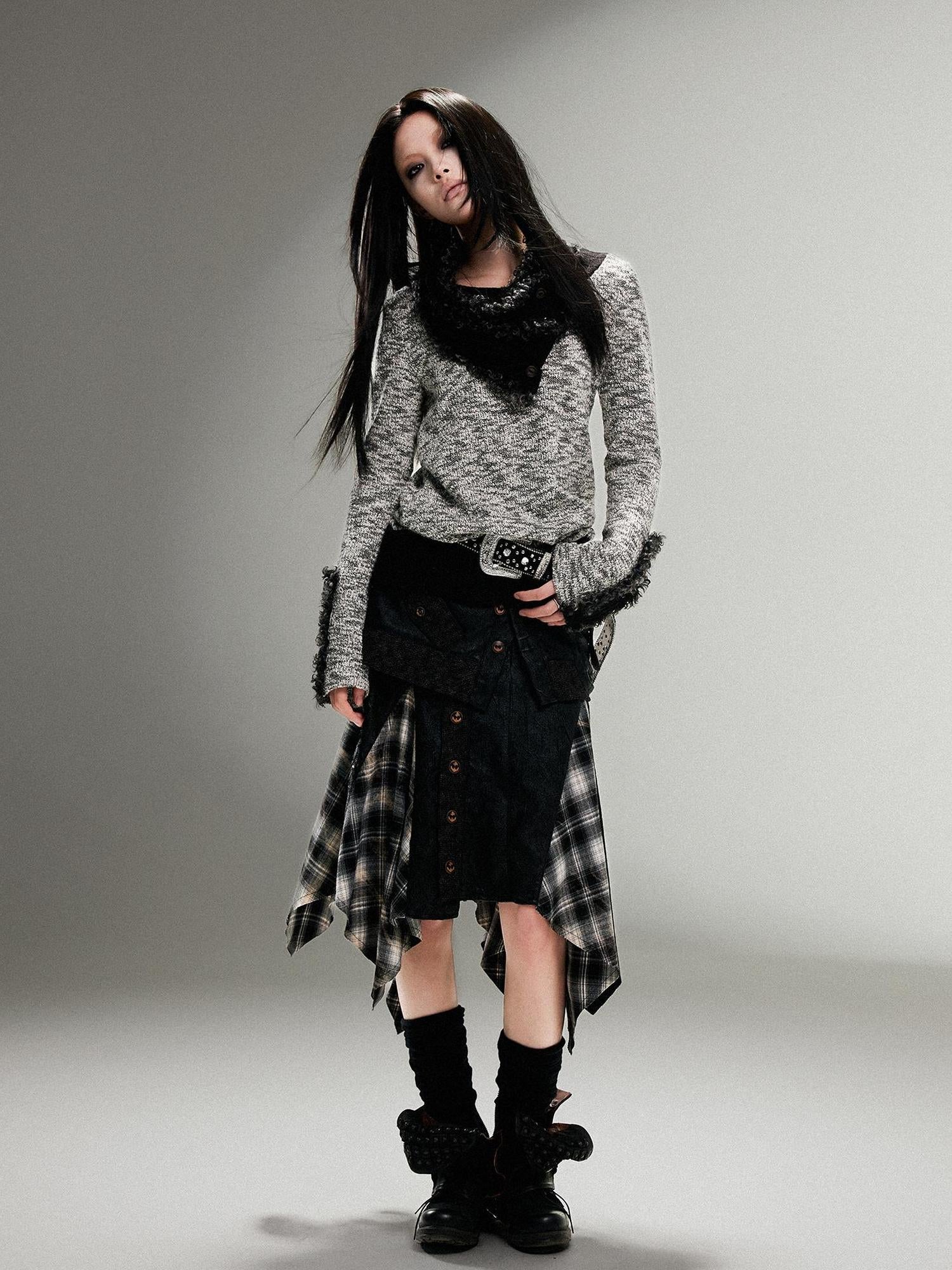 ARIADNAw Ariadna Punk Rock Vintage Asymmetrical Leather Mini Skirt