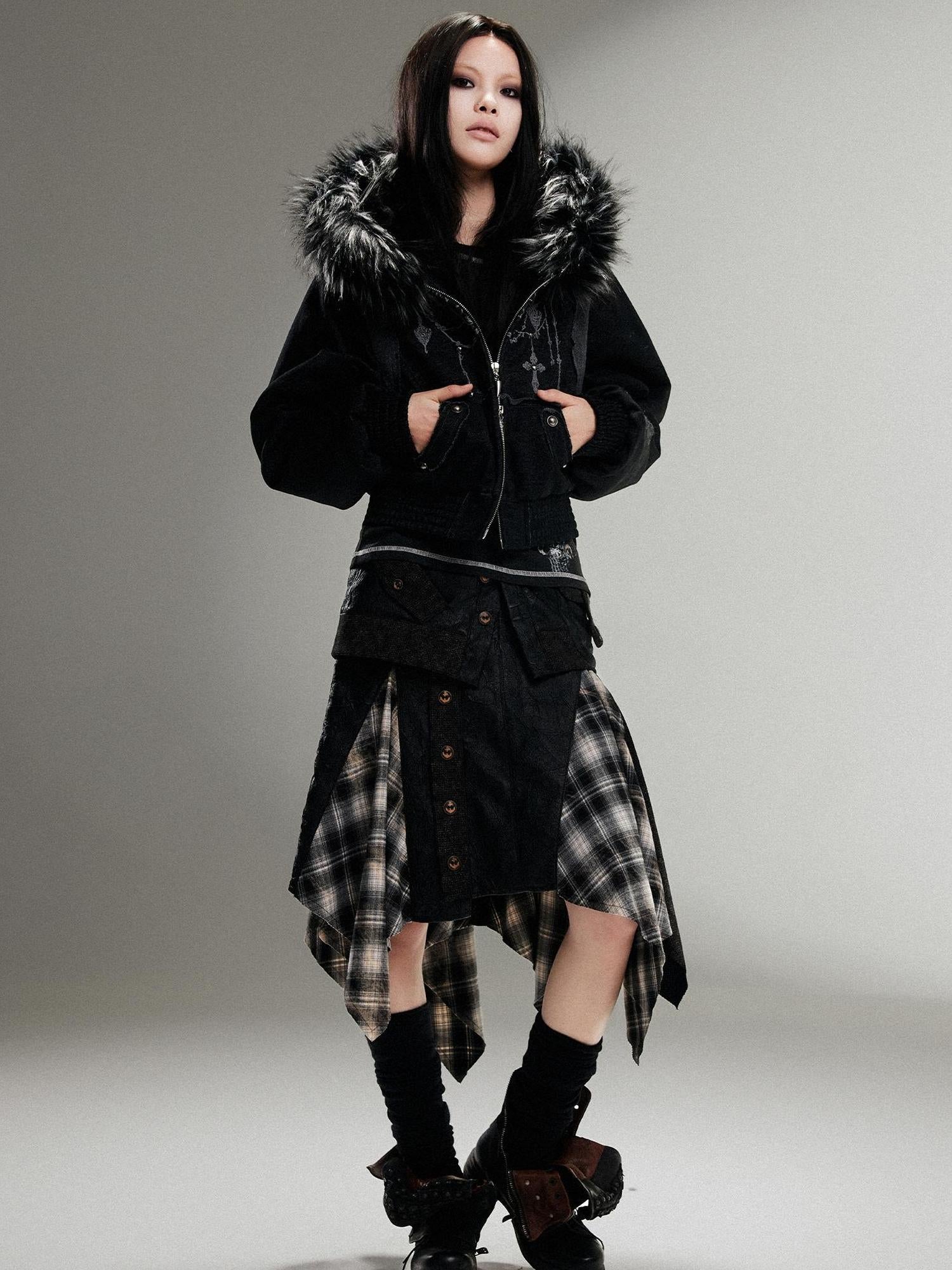 ARIADNAw Ariadna Punk Rock Vintage Asymmetrical Leather Mini Skirt