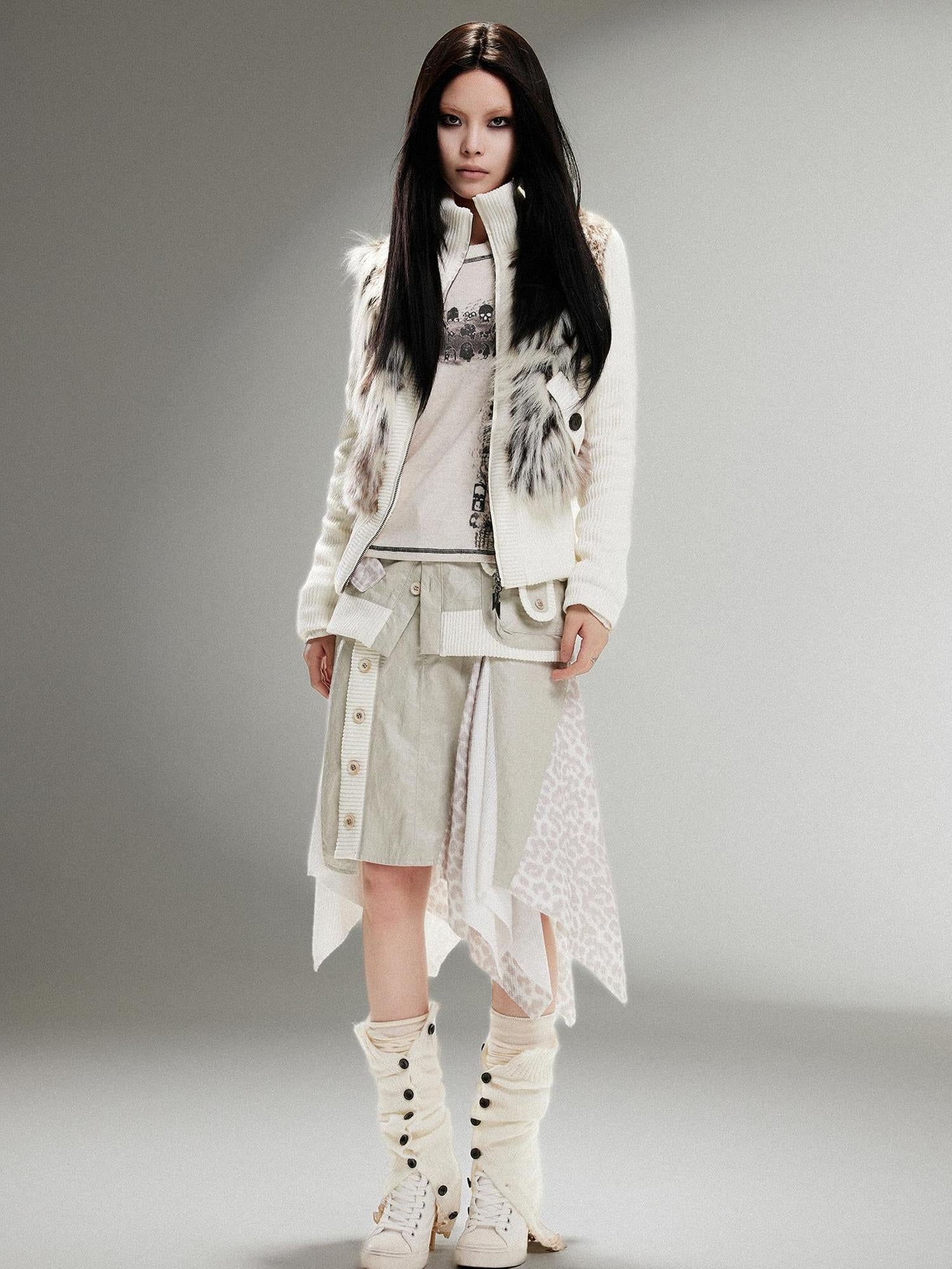 ARIADNAw Ariadna Punk Rock Vintage Asymmetrical Leather Mini Skirt