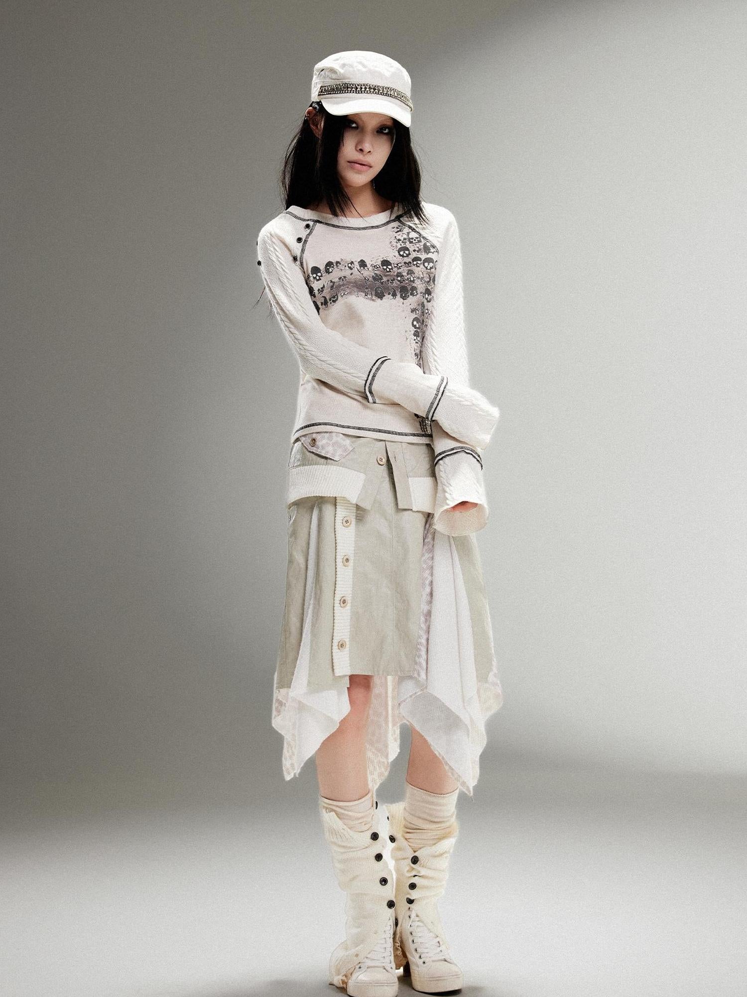 ARIADNAw Ariadna Punk Rock Vintage Asymmetrical Leather Mini Skirt