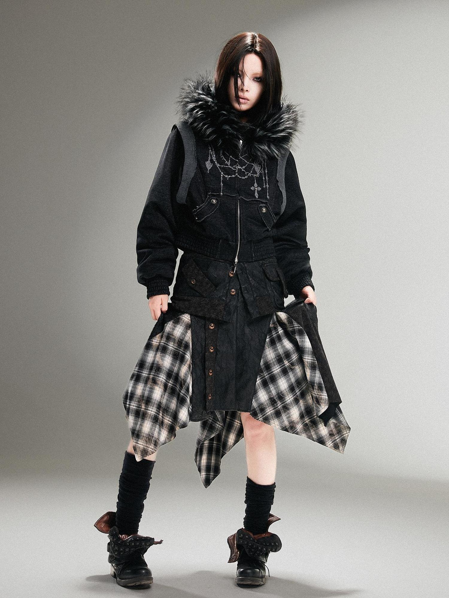 ARIADNAw Ariadna Punk Rock Vintage Asymmetrical Leather Mini Skirt