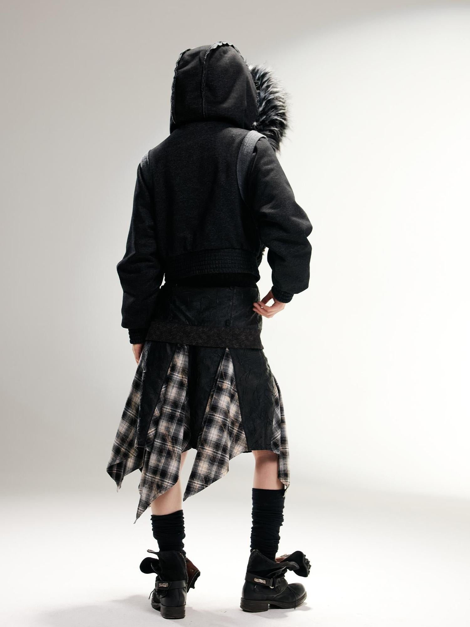 ARIADNAw Ariadna Punk Rock Vintage Asymmetrical Leather Mini Skirt