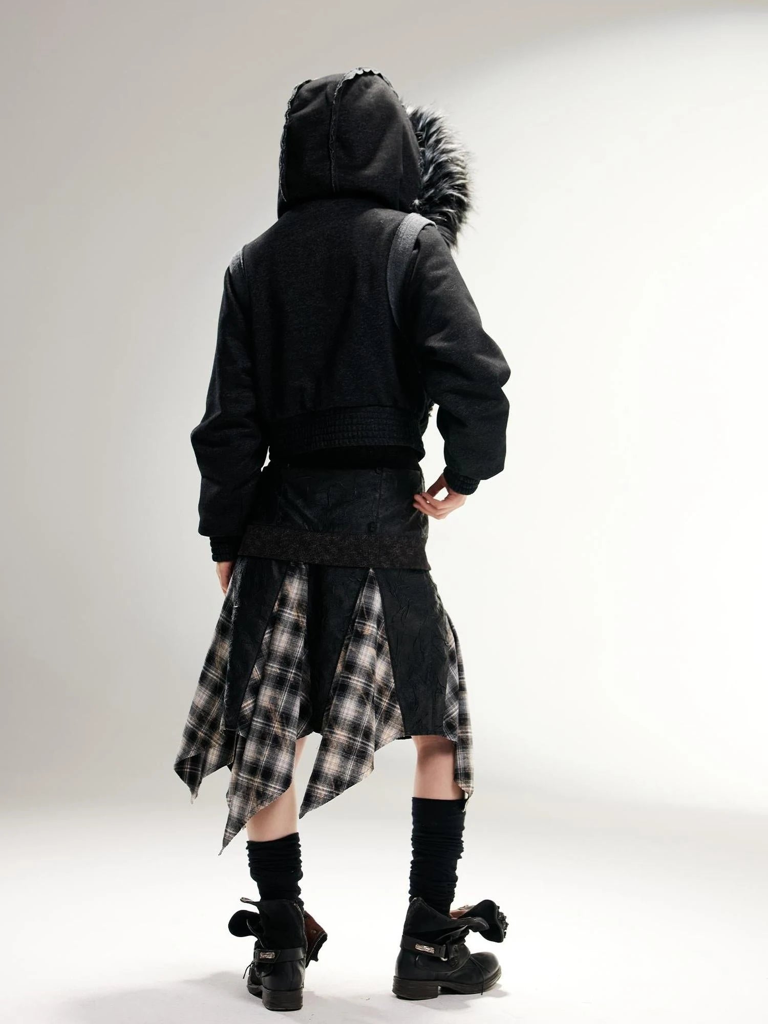 Ariadna Punk Rock Vintage Asymmetrical Leather Mini Skirt