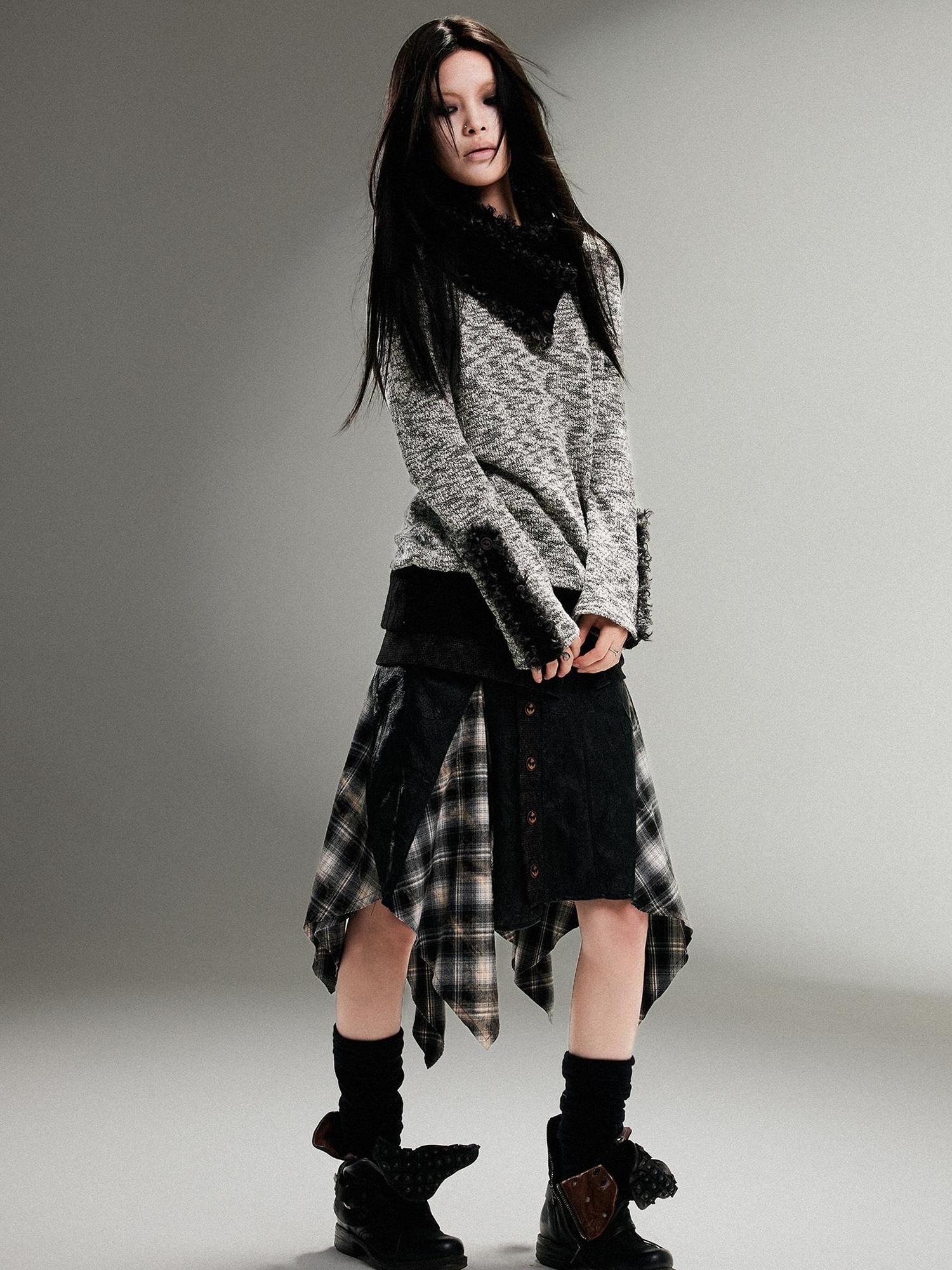 ARIADNAw Ariadna Punk Rock Vintage Asymmetrical Leather Mini Skirt
