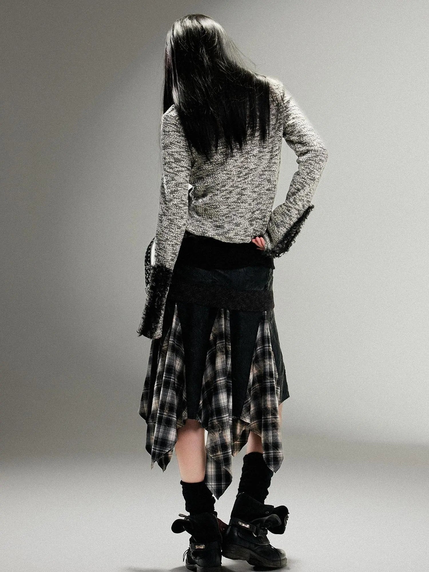 Ariadna Punk Rock Vintage Asymmetrical Leather Mini Skirt