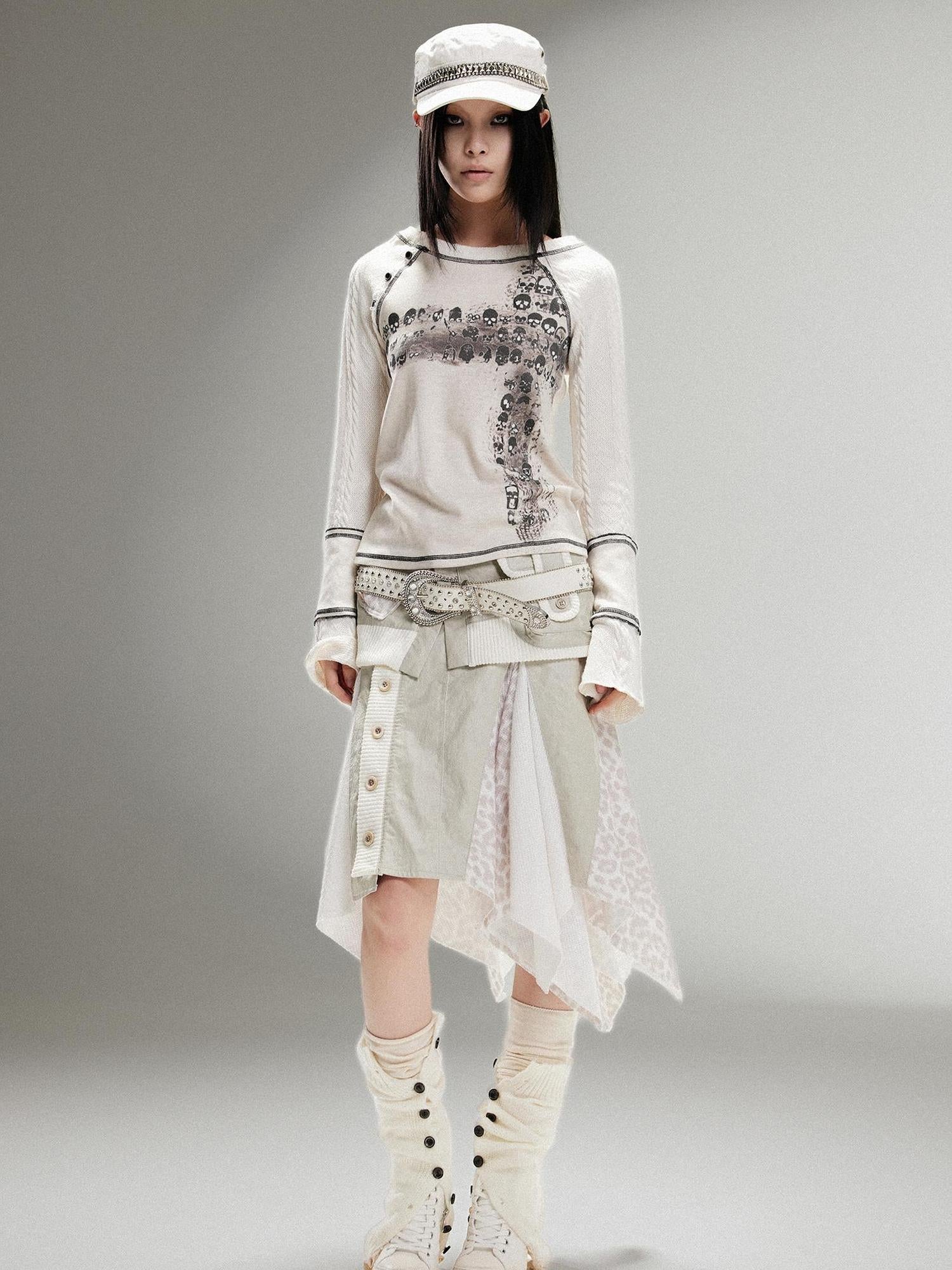 ARIADNAw Ariadna Punk Rock Vintage Asymmetrical Leather Mini Skirt