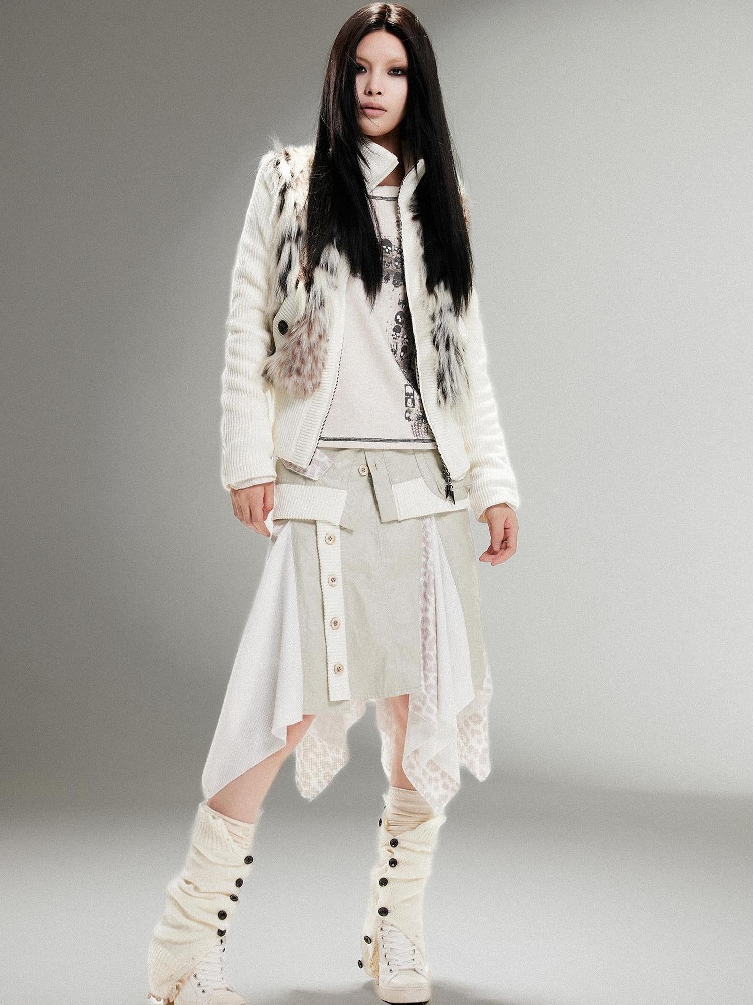 ARIADNAw Ariadna Punk Rock Vintage Asymmetrical Leather Mini Skirt