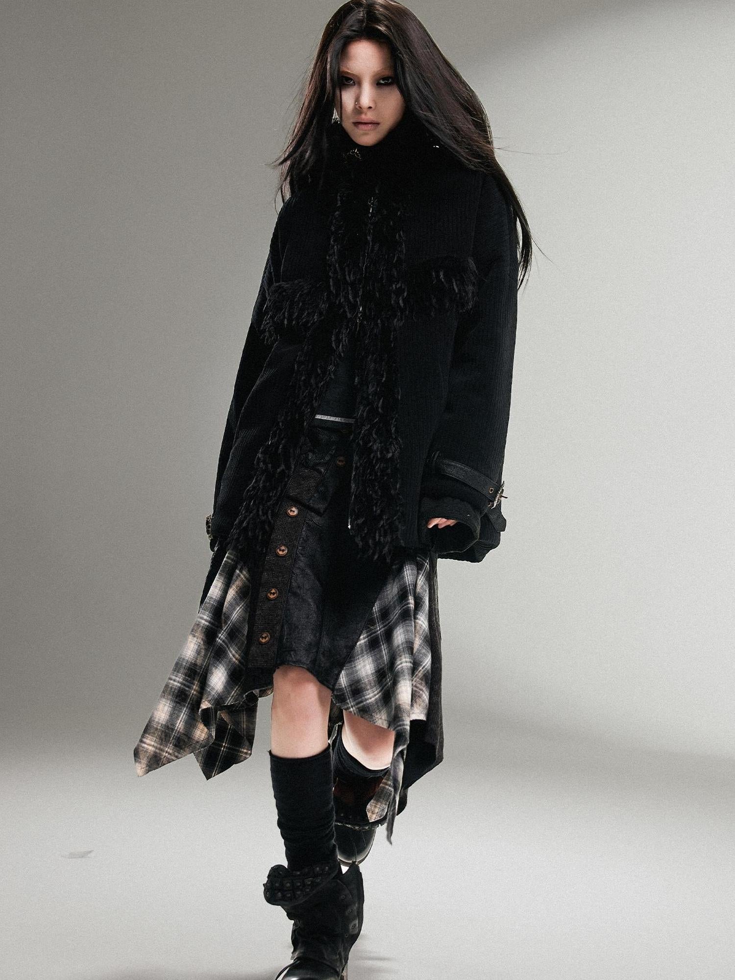 ARIADNAw Ariadna Punk Rock Vintage Asymmetrical Leather Mini Skirt