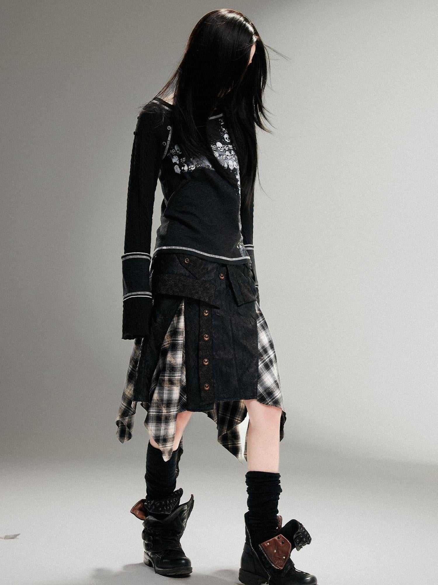 ARIADNAw Ariadna Punk Rock Vintage Asymmetrical Leather Mini Skirt