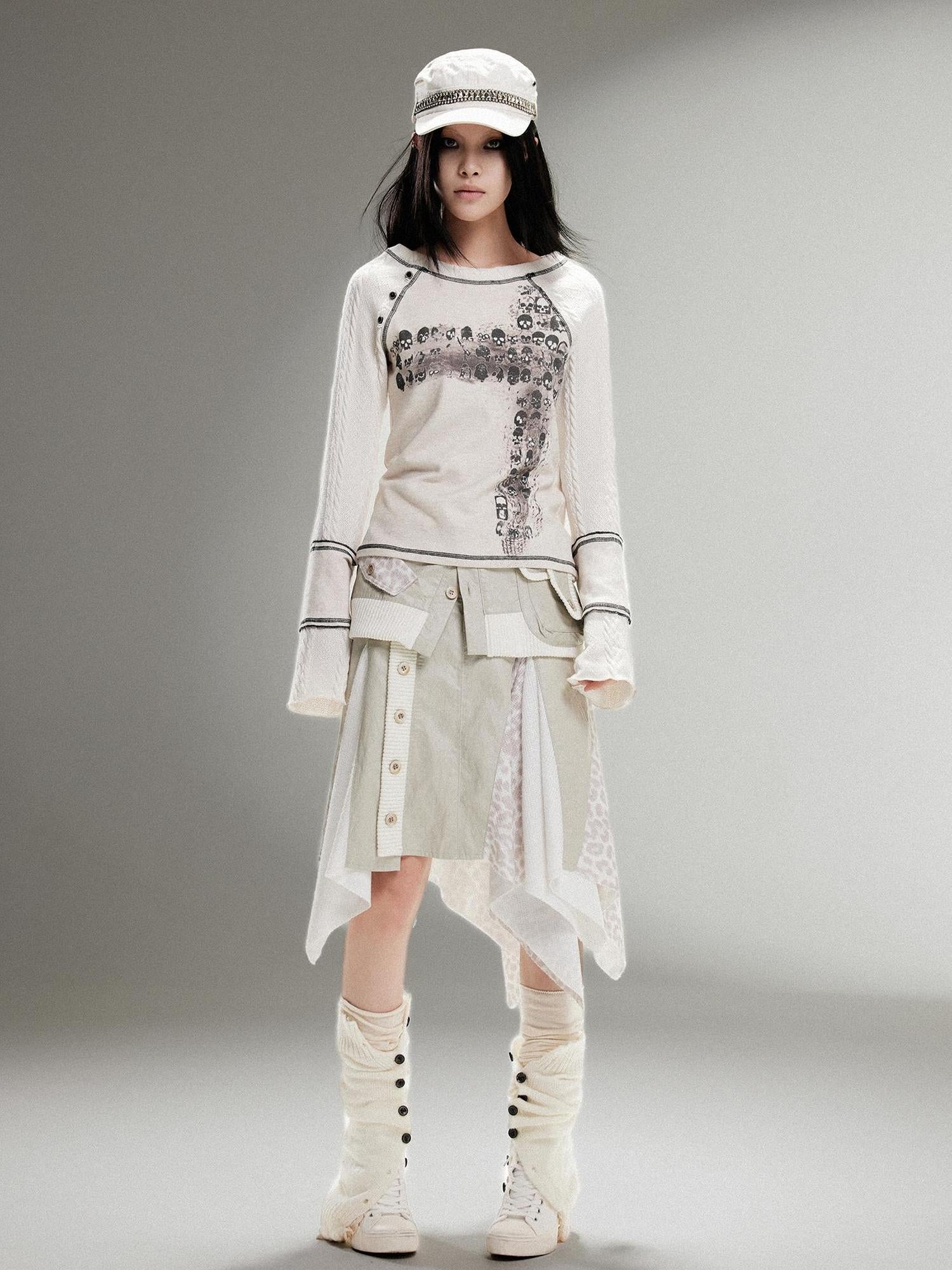 ARIADNAw Ariadna Punk Rock Vintage Asymmetrical Leather Mini Skirt