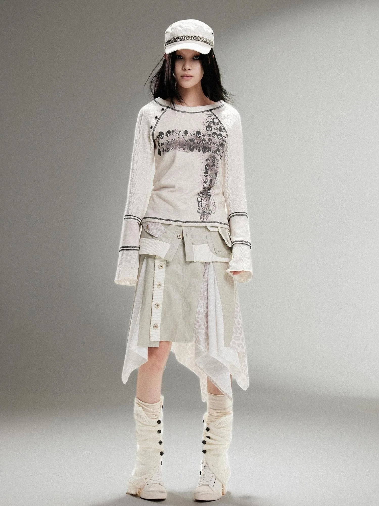 Ariadna Punk Rock Vintage Asymmetrical Leather Mini Skirt