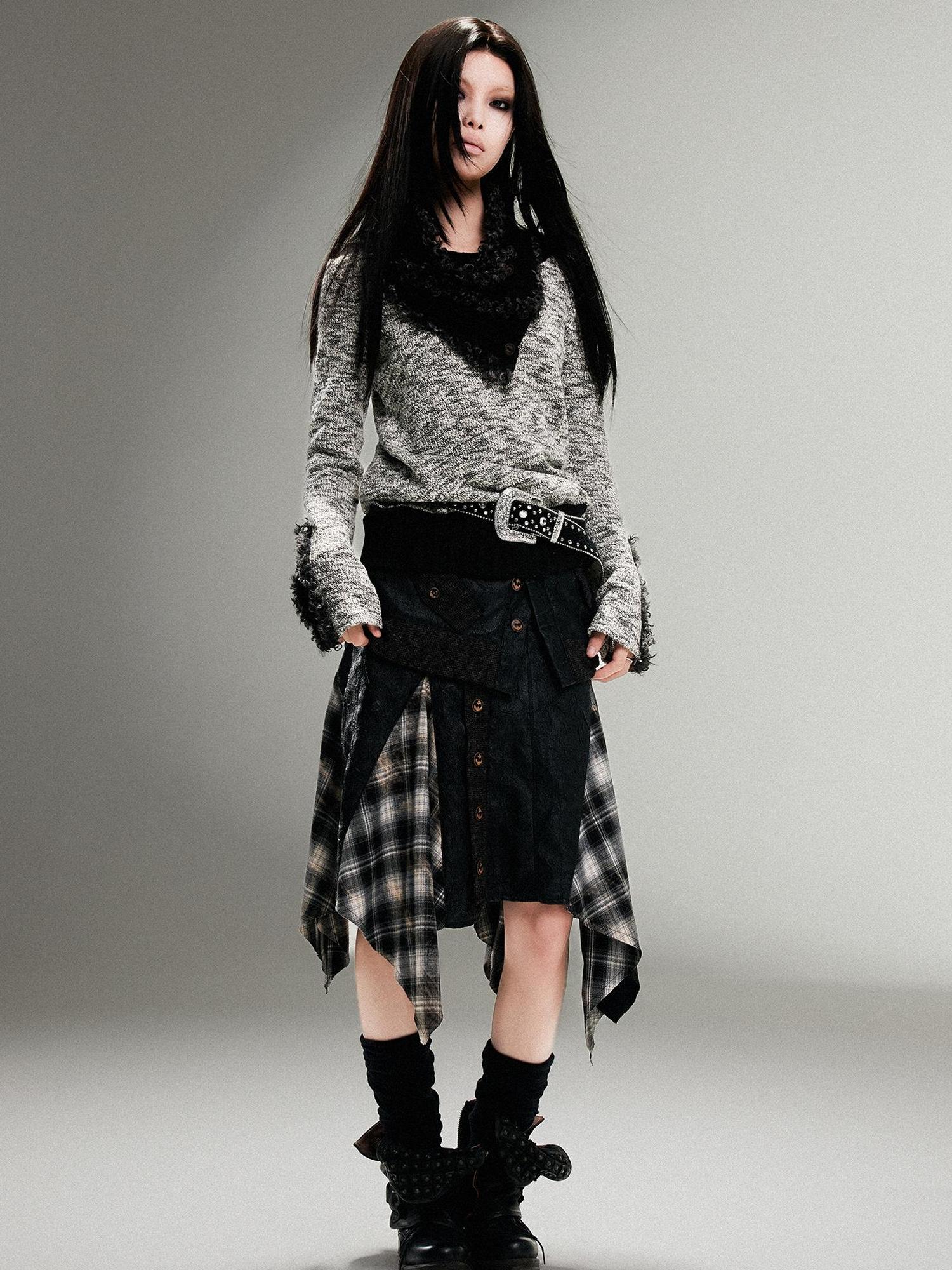 ARIADNAw Ariadna Punk Rock Vintage Asymmetrical Leather Mini Skirt