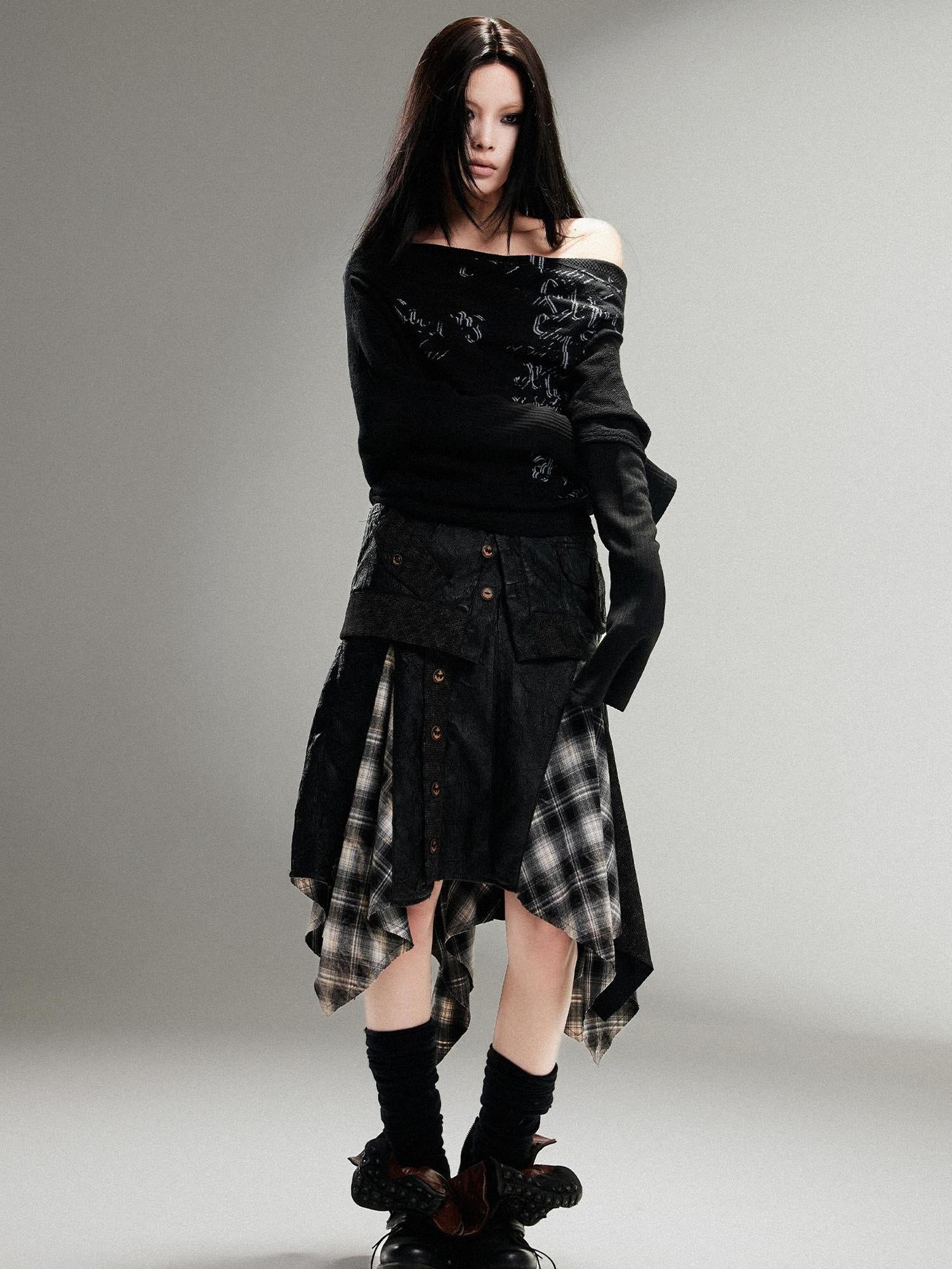 ARIADNAw Ariadna Punk Rock Vintage Asymmetrical Leather Mini Skirt