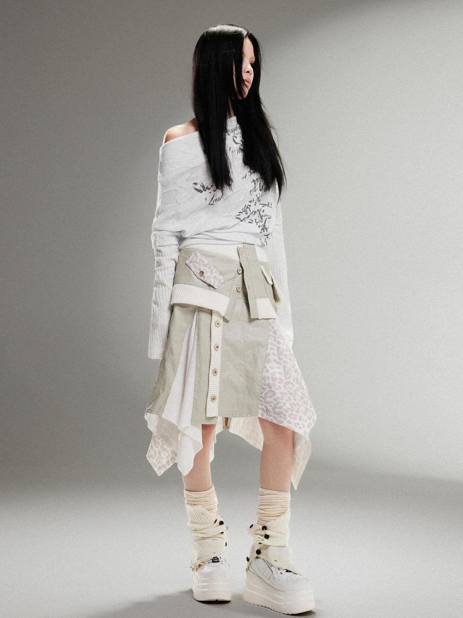 ARIADNAw Ariadna Punk Rock Vintage Asymmetrical Leather Mini Skirt