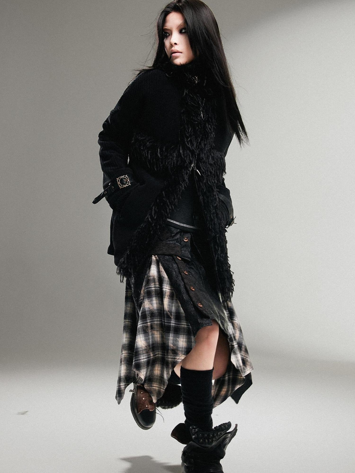 ARIADNAw Ariadna Punk Rock Vintage Asymmetrical Leather Mini Skirt