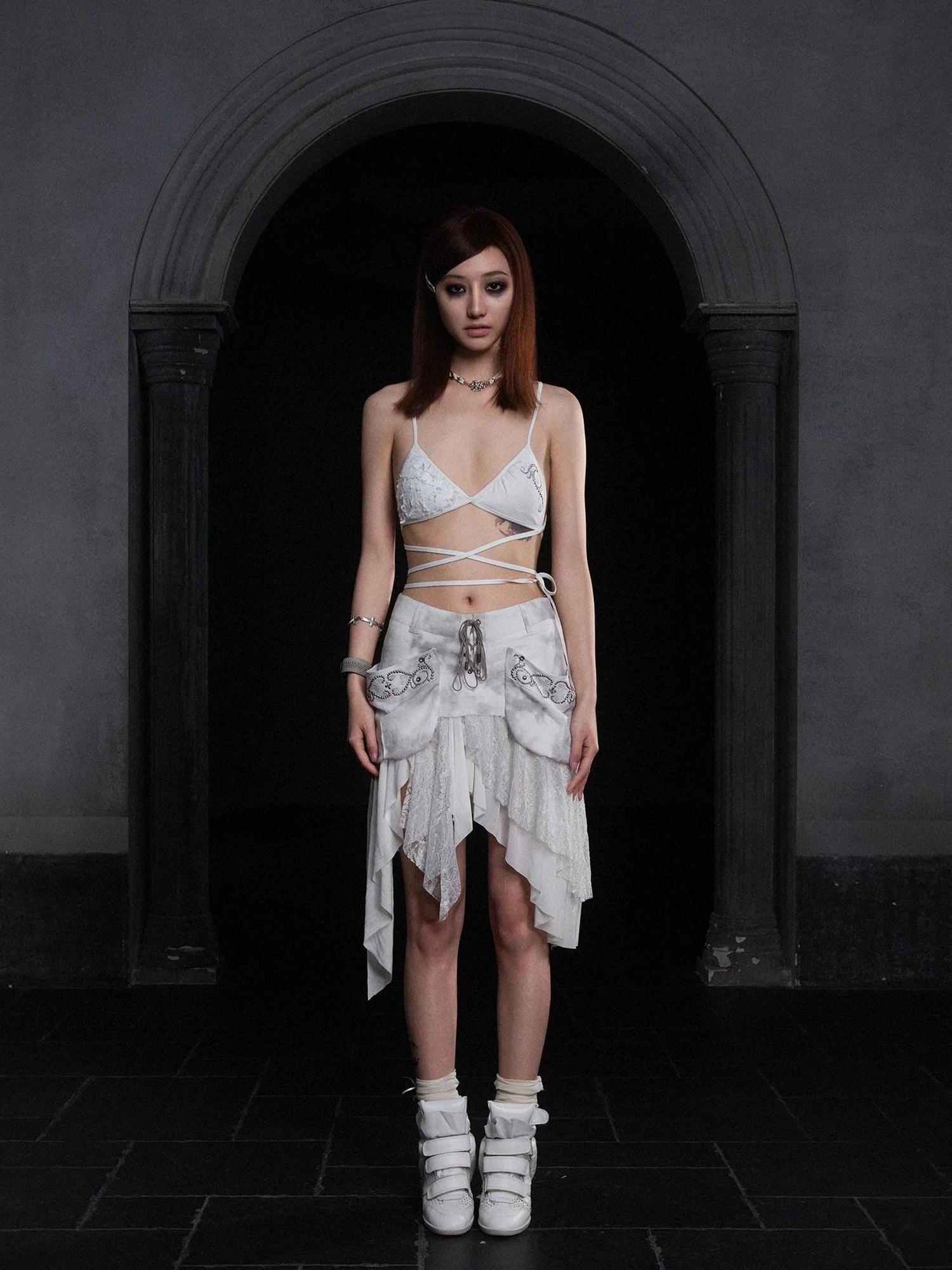 Ariadna S Punk Diamond Cutout Bikini Top