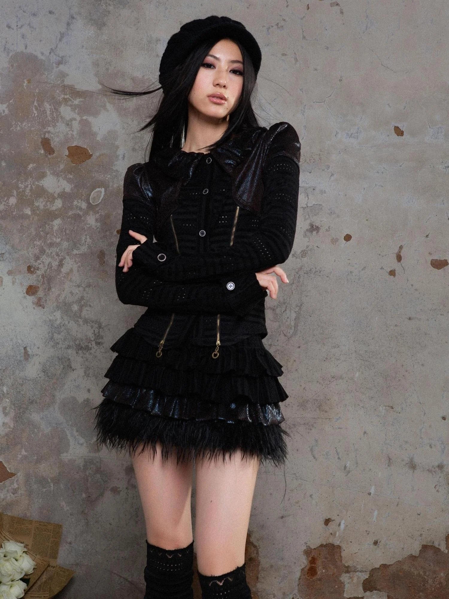 Ariadna S Punk Palace Recyclable Layered Fur Cake Skirt