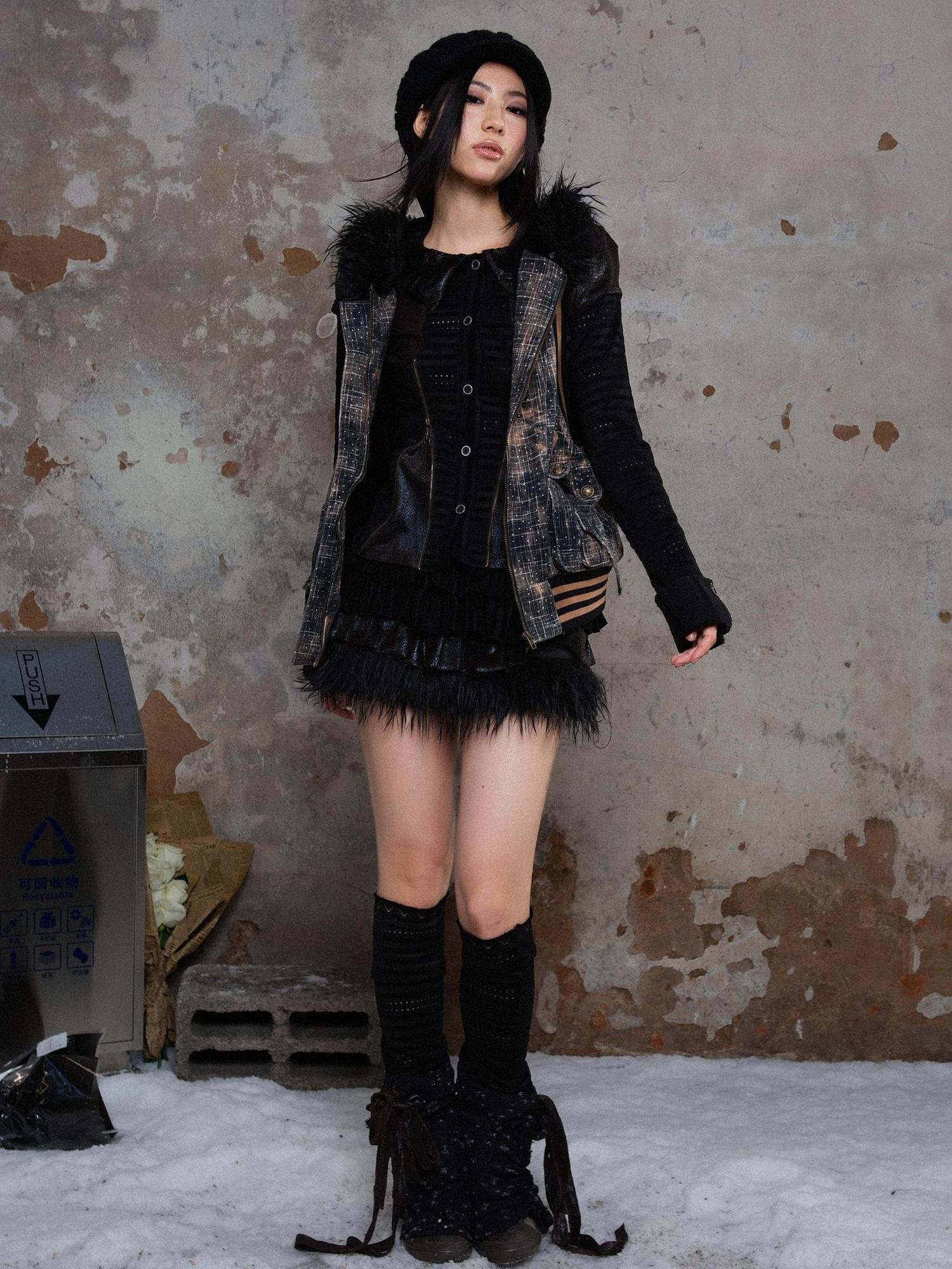 ARIADNAw Ariadna S Punk Palace Recyclable Layered Fur Cake Skirt