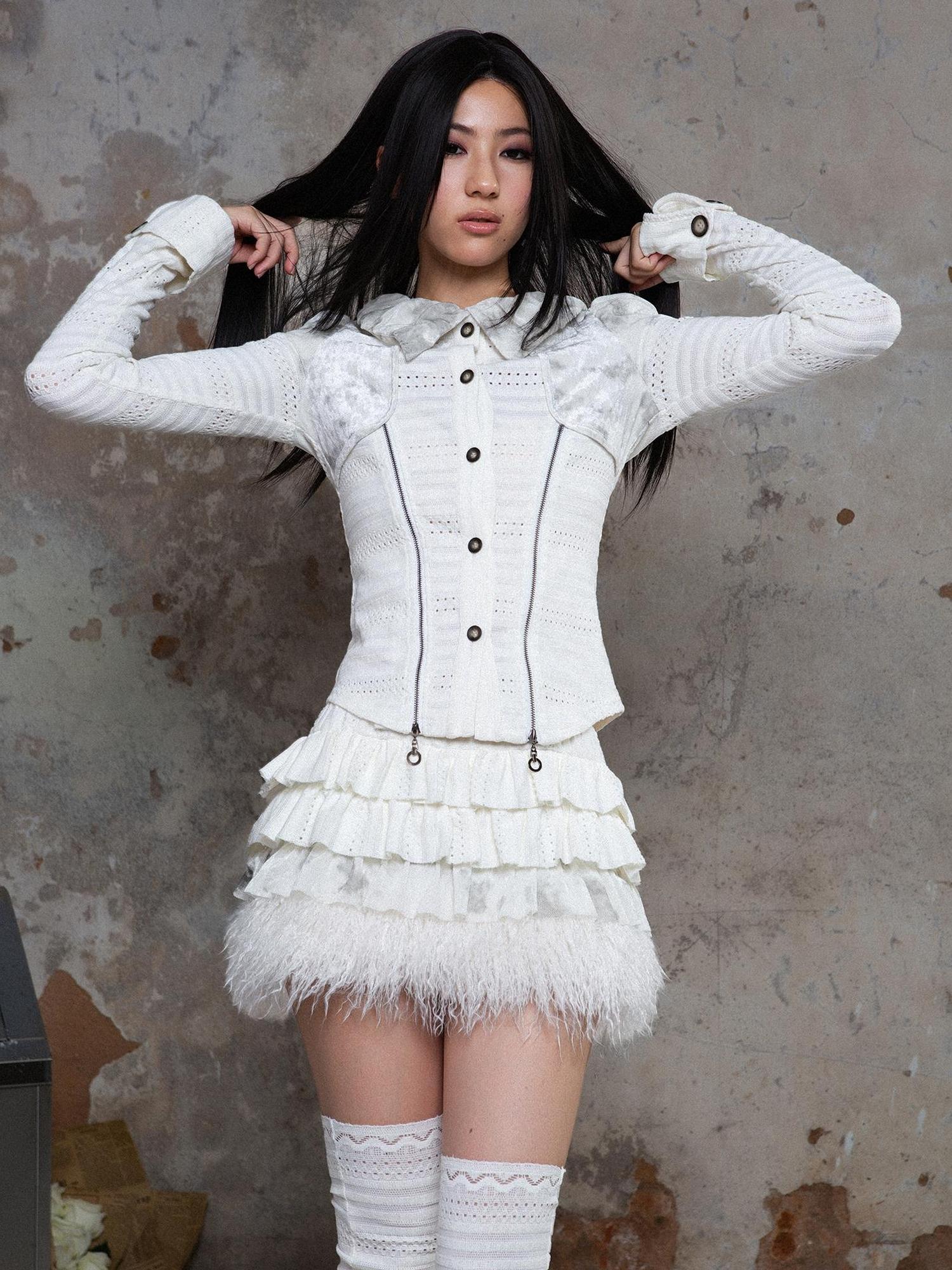 ARIADNAw Ariadna S Punk Palace Recyclable Layered Fur Cake Skirt