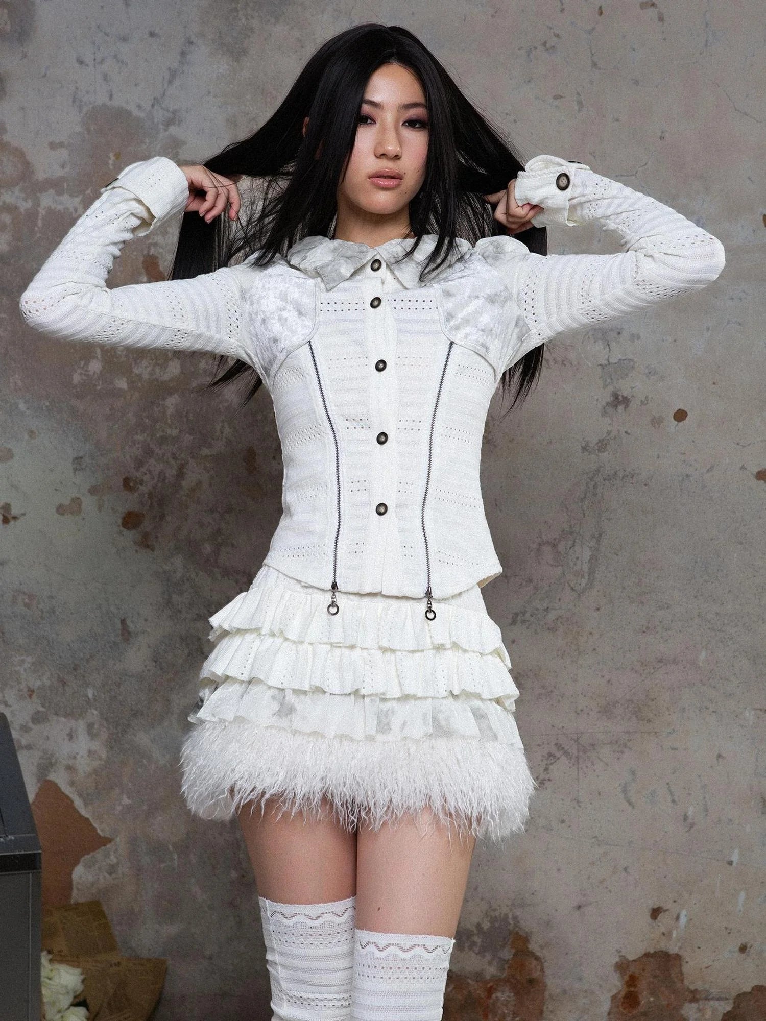 Ariadna S Punk Palace Recyclable Layered Fur Cake Skirt