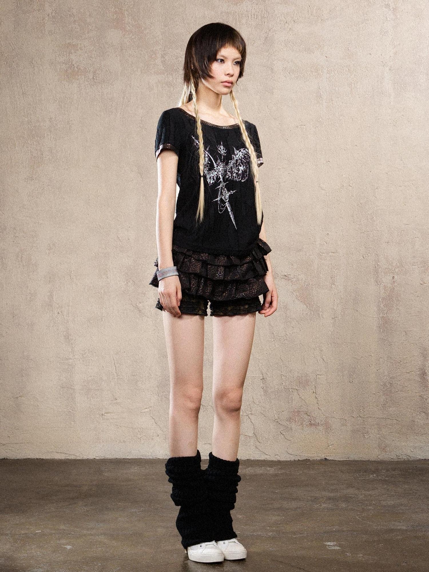 ARIADNAw Ariadna S Vintage Punk Print Bronze Sleeveless Tee