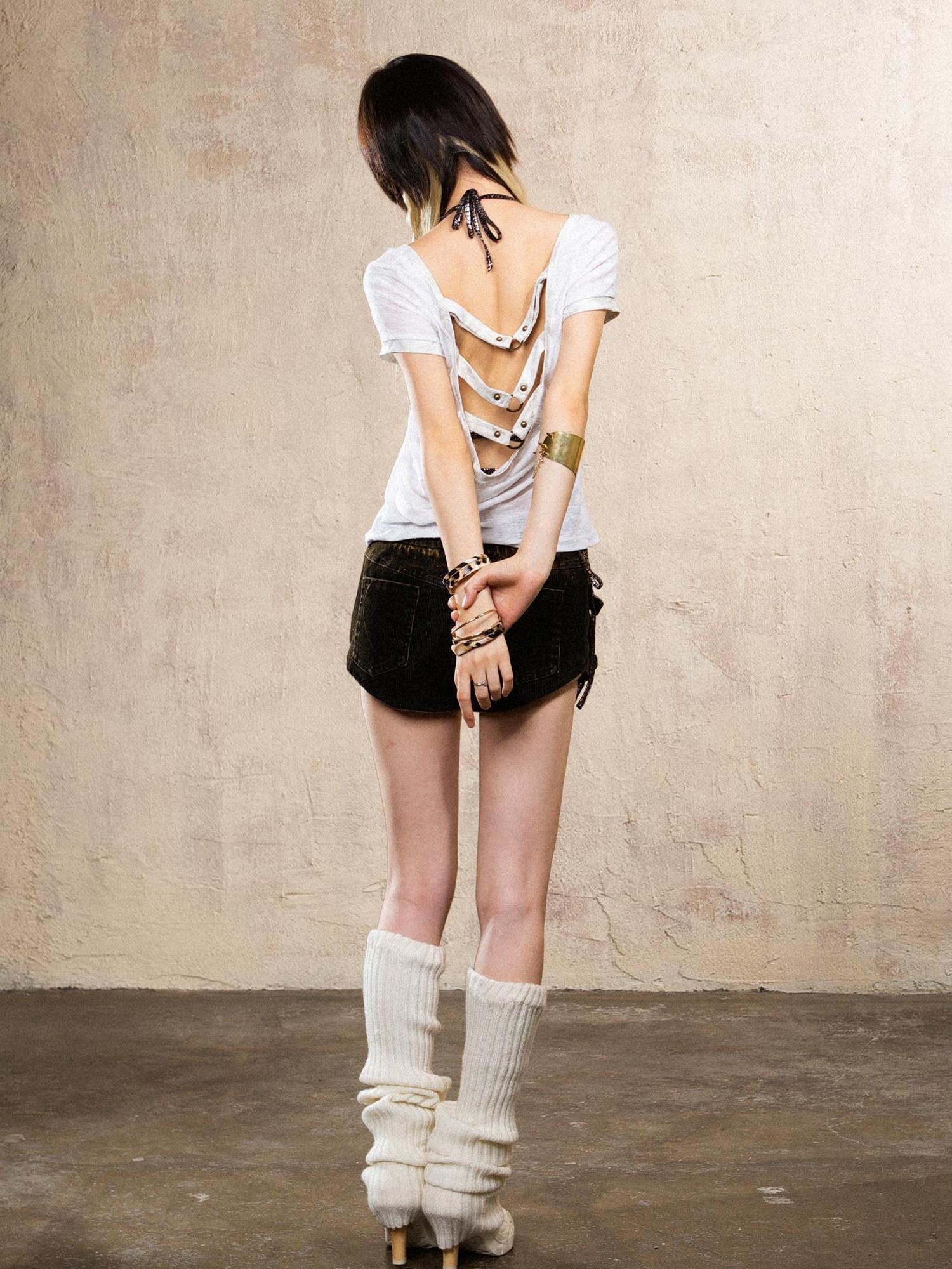 ARIADNAw Ariadna S Vintage Punk Print Bronze Sleeveless Tee