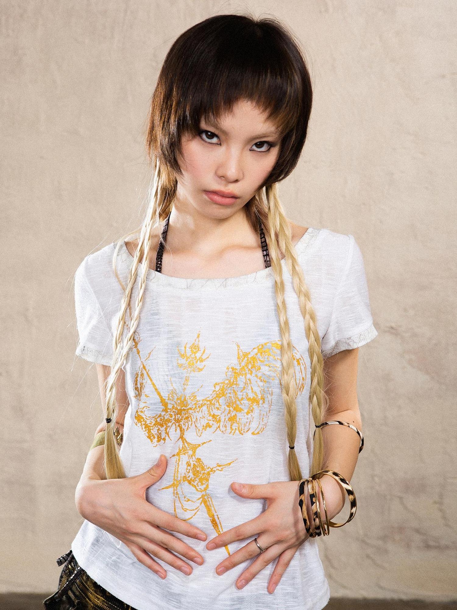 ARIADNAw Ariadna S Vintage Punk Print Bronze Sleeveless Tee