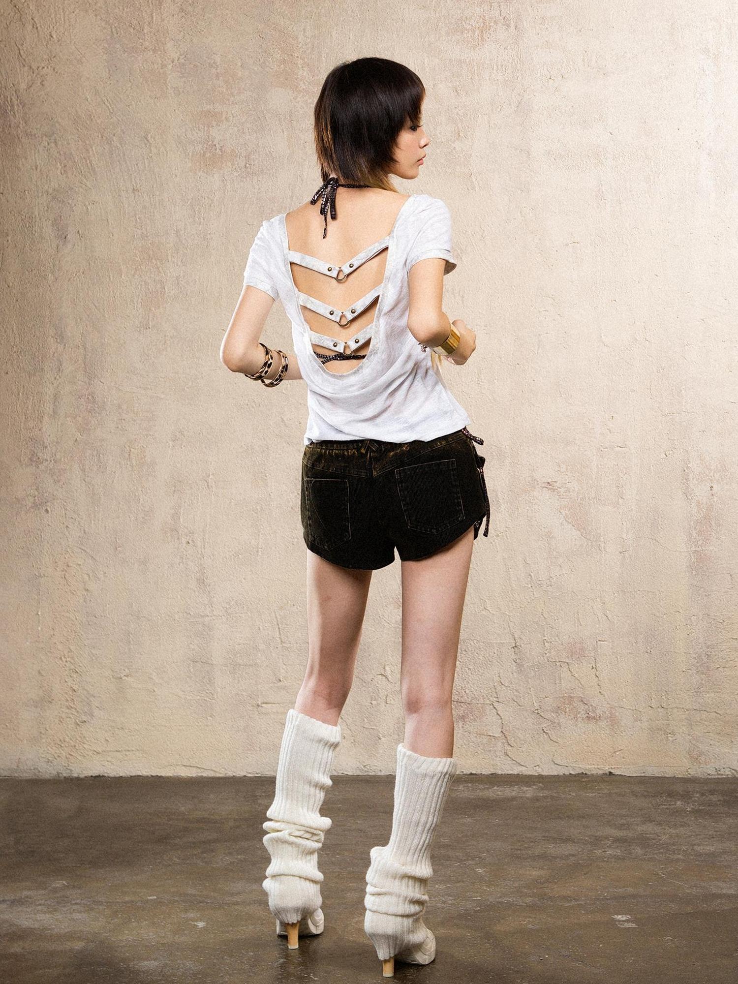 ARIADNAw Ariadna S Vintage Punk Print Bronze Sleeveless Tee