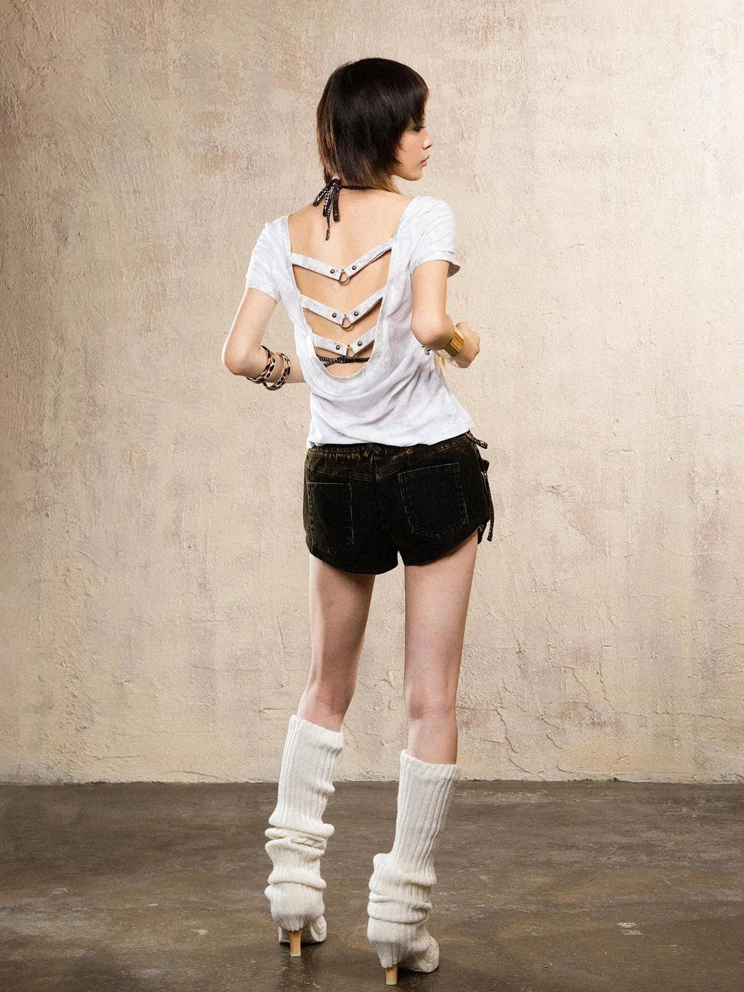 Ariadna S Vintage Punk Print Bronze Sleeveless Tee