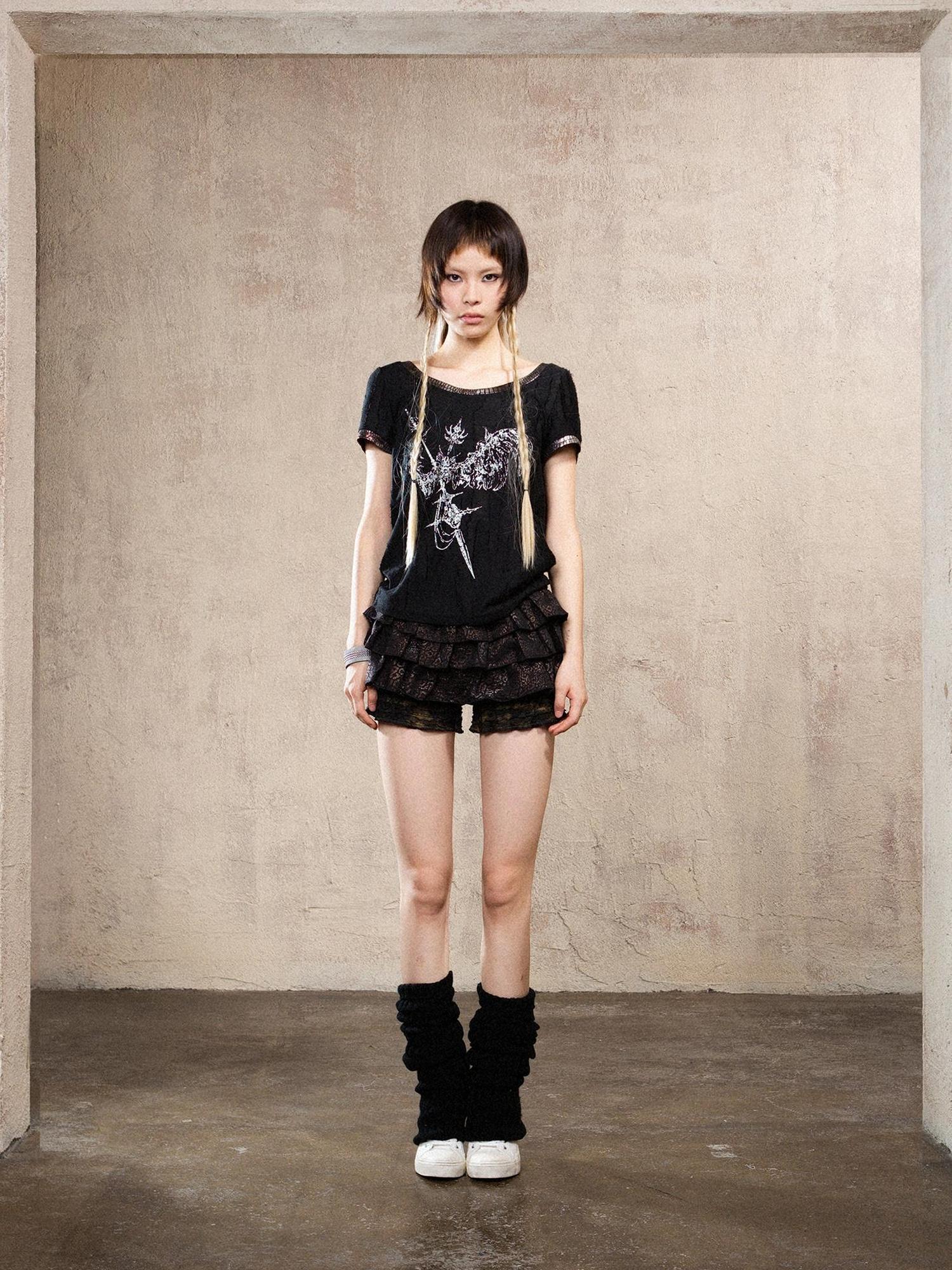 ARIADNAw Ariadna S Vintage Punk Print Bronze Sleeveless Tee