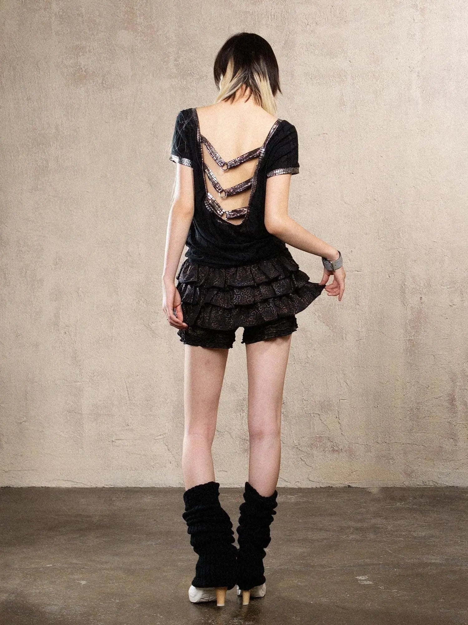 Ariadna S Vintage Punk Print Bronze Sleeveless Tee