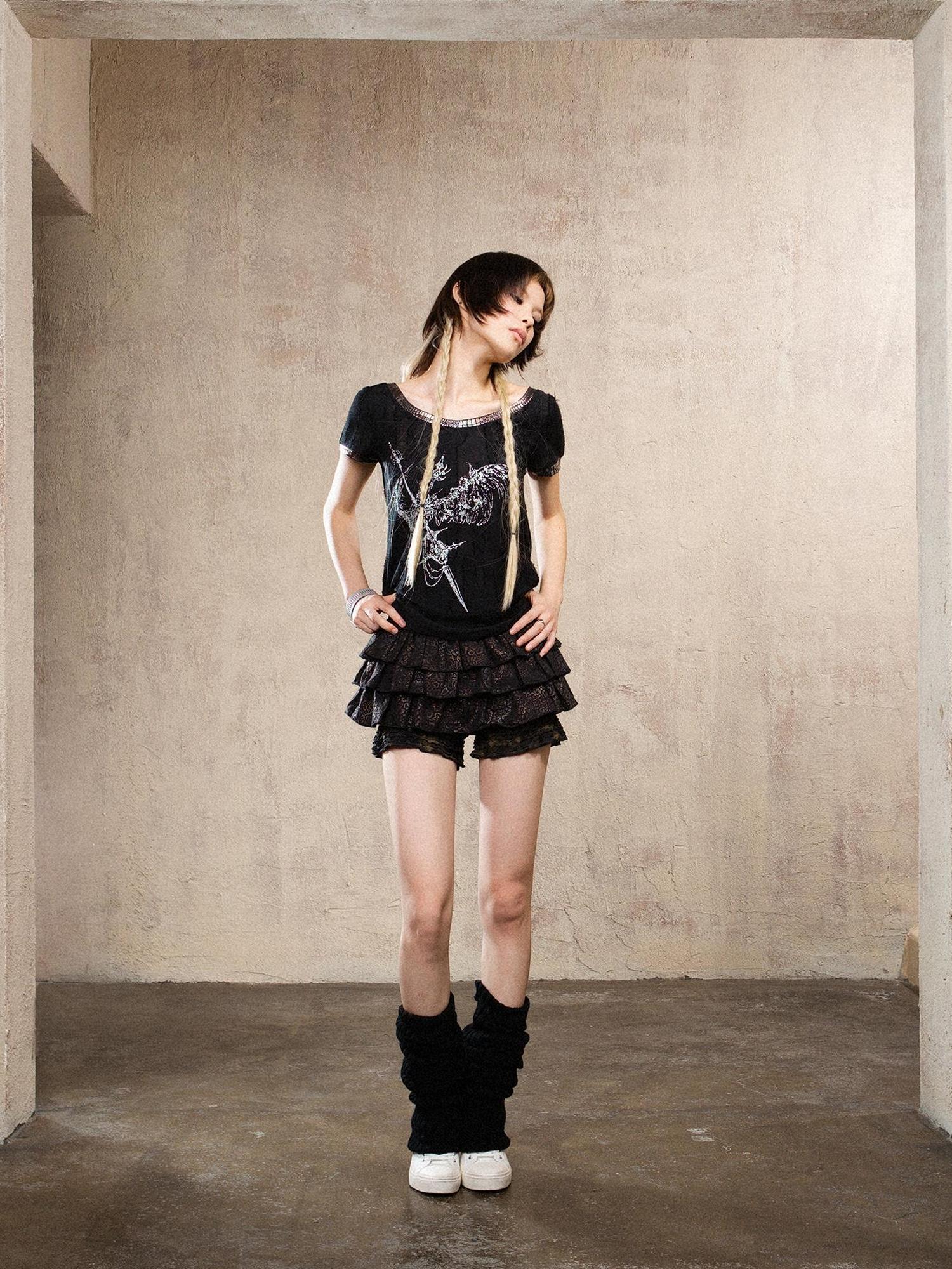 ARIADNAw Ariadna S Vintage Punk Print Bronze Sleeveless Tee
