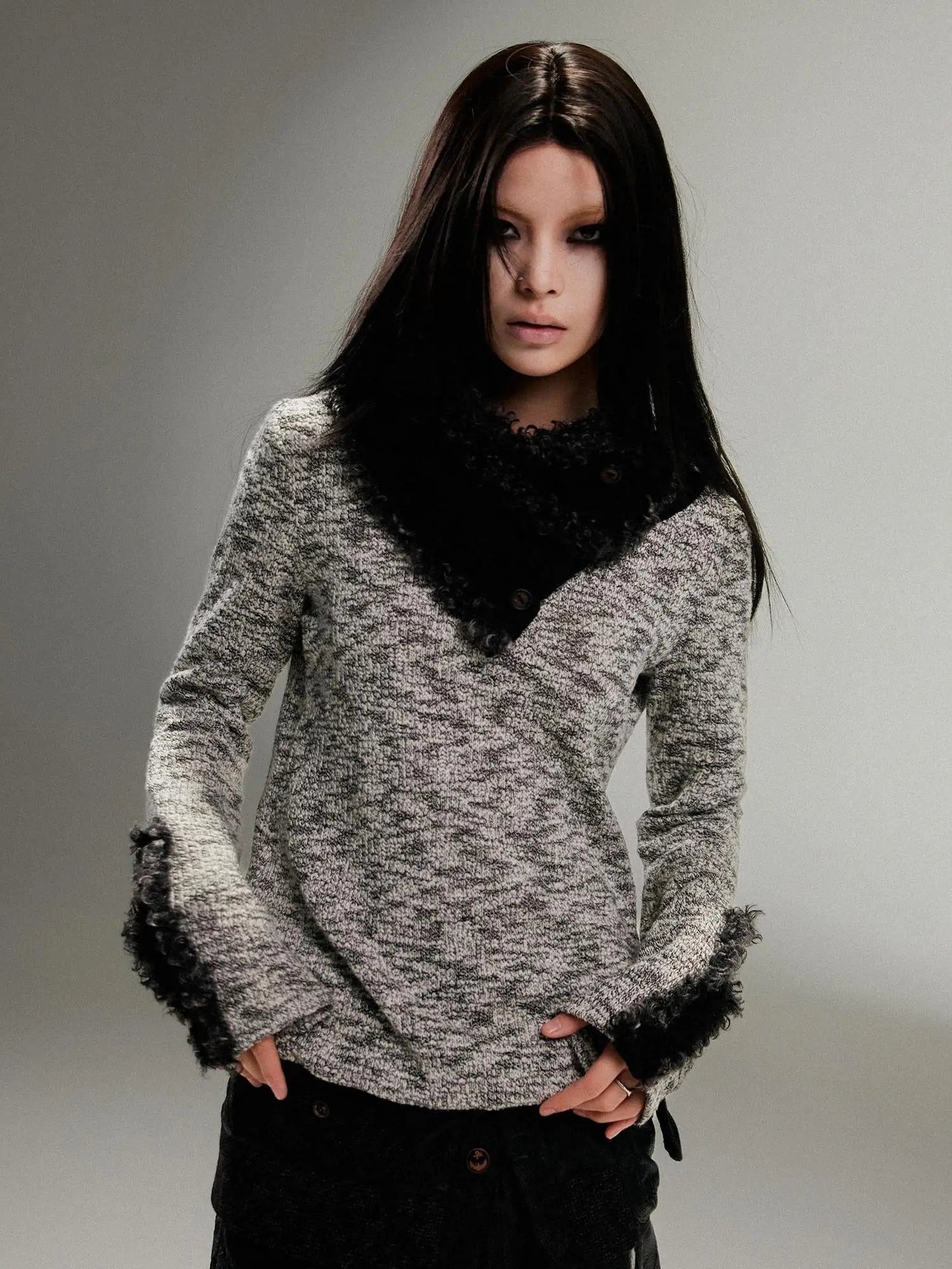 Ariadna W Reversible Punk Knit Scarf Detachable Vintage Wrap