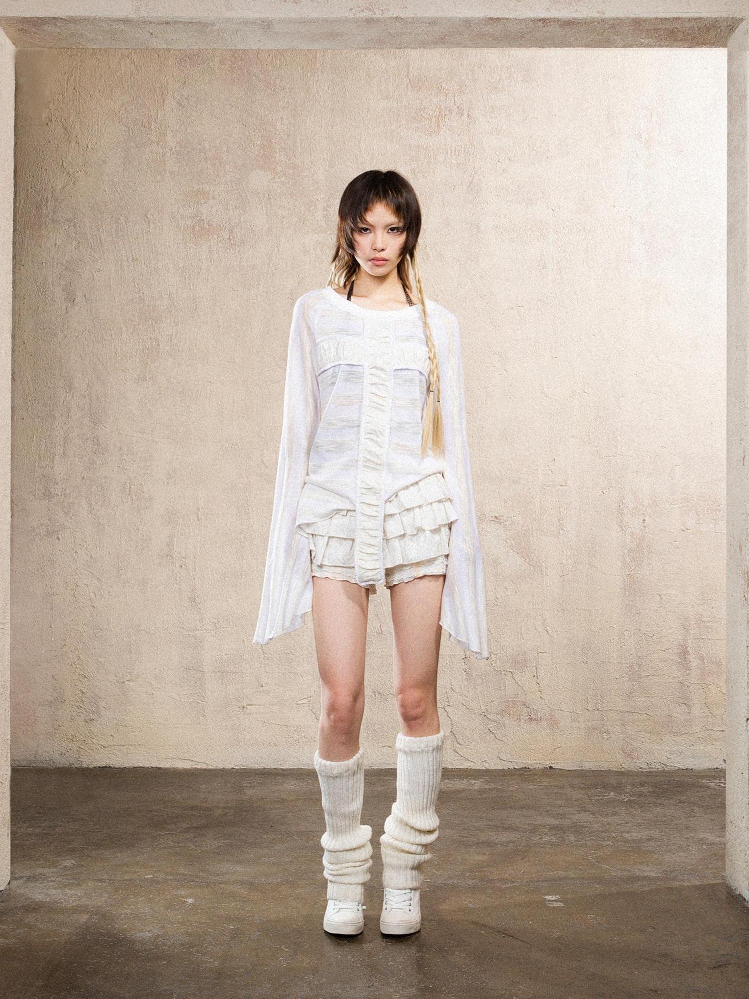 ARIADNAw Ariana Collage Stripe Punk Sleeve Top