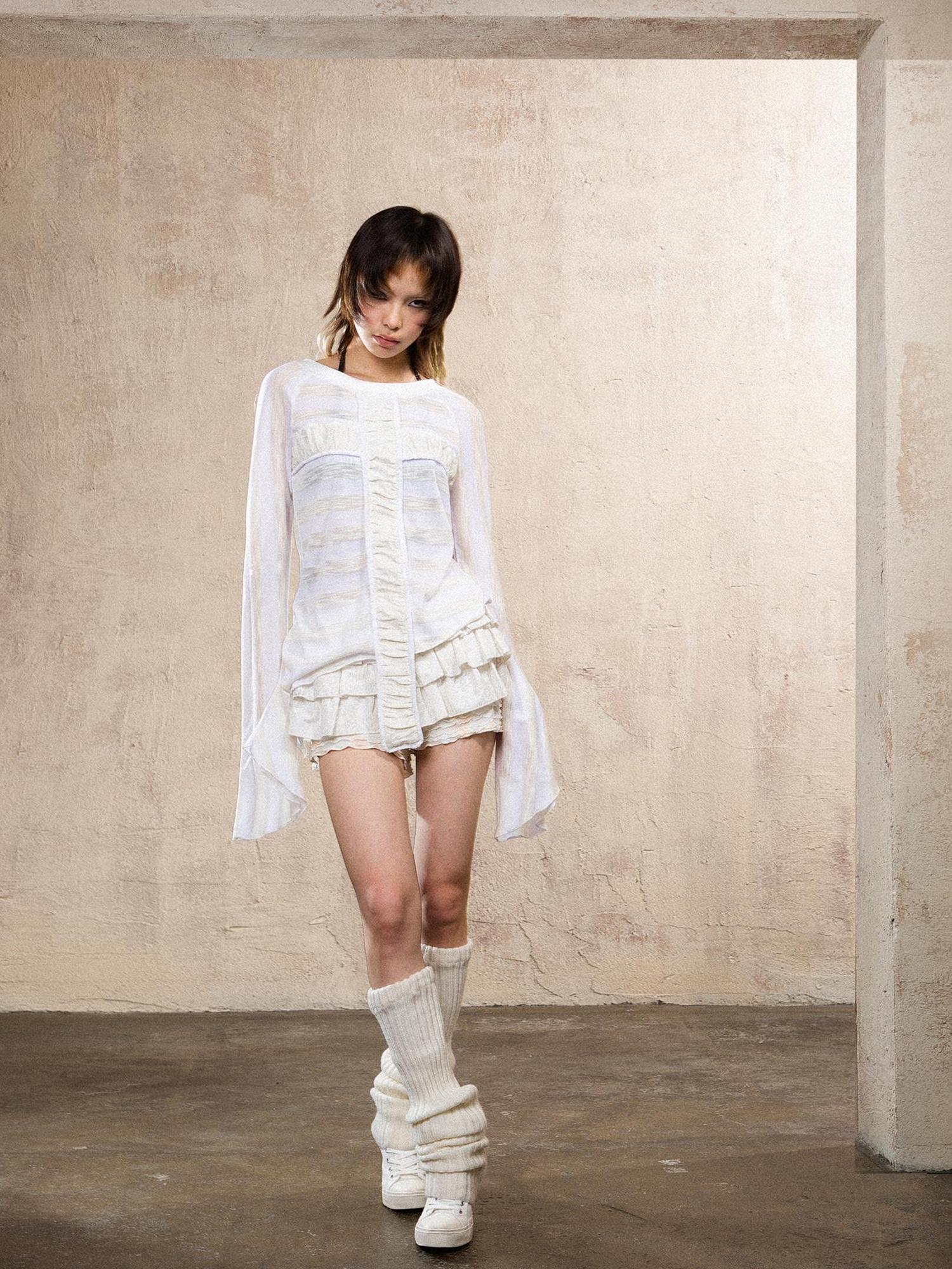 ARIADNAw Ariana Collage Stripe Punk Sleeve Top