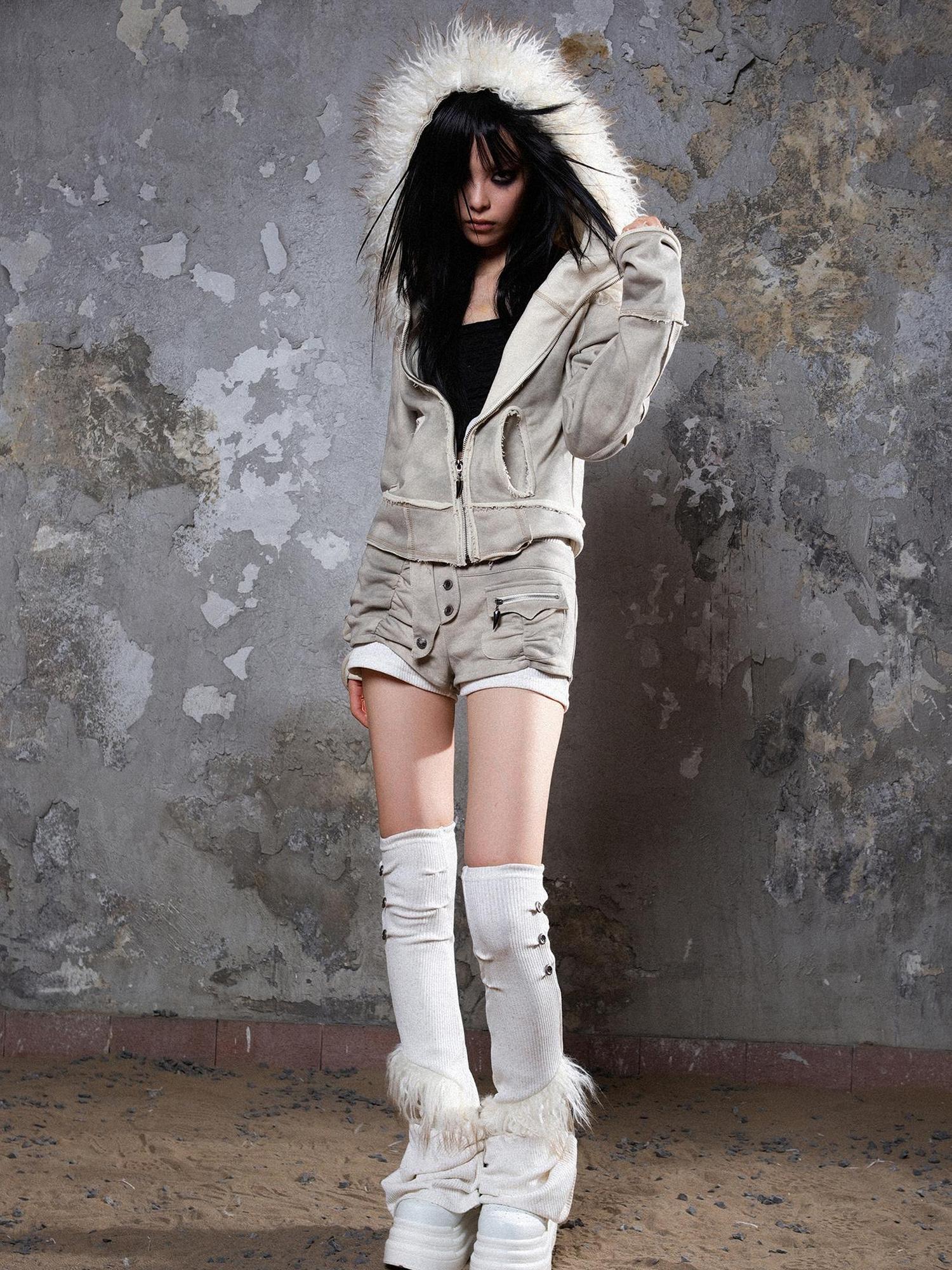ARIADNAw Ariana Low Rise Contrast Shorts With Knit Socks Y2k Punk