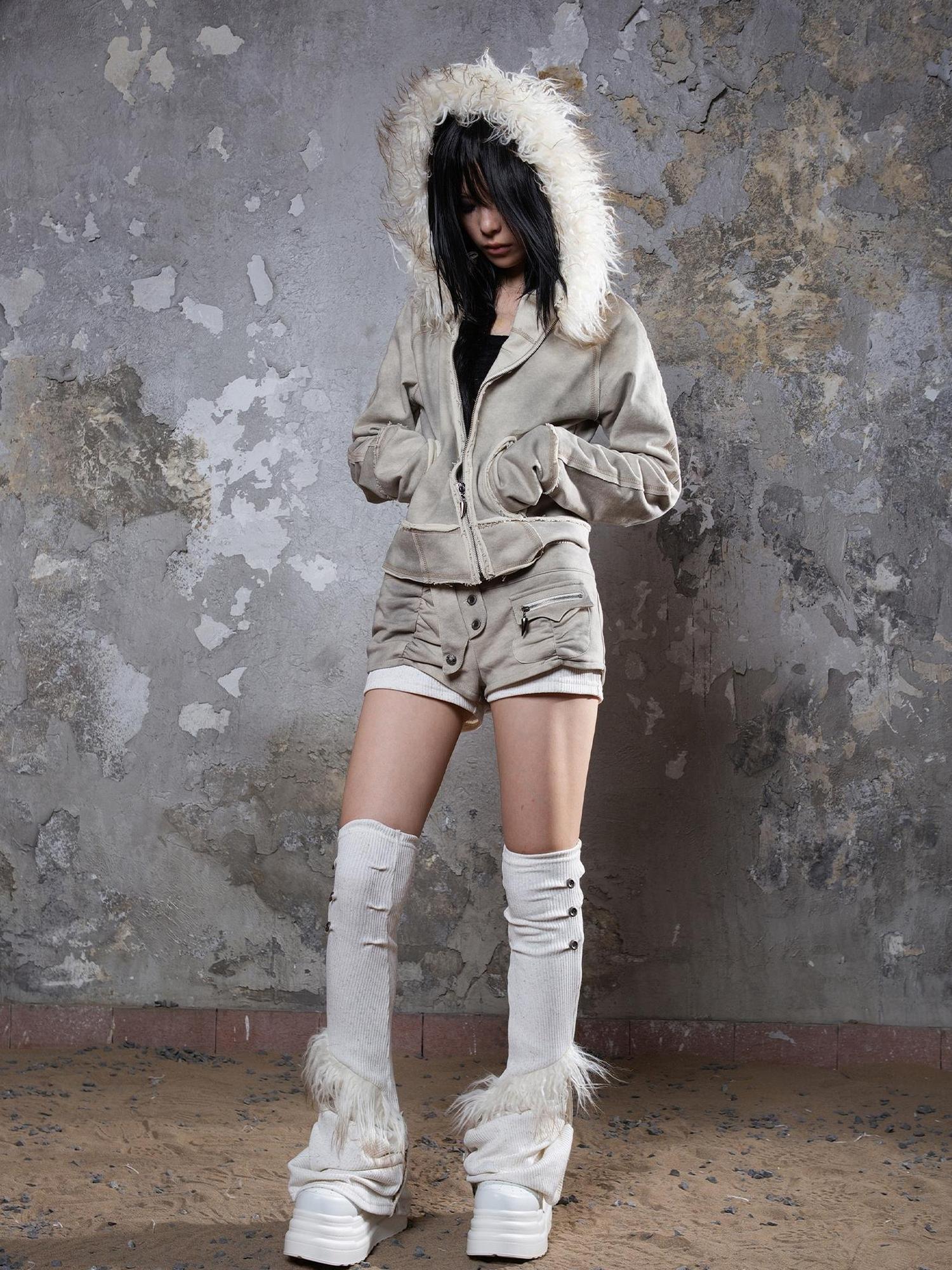 ARIADNAw Ariana Low Rise Contrast Shorts With Knit Socks Y2k Punk